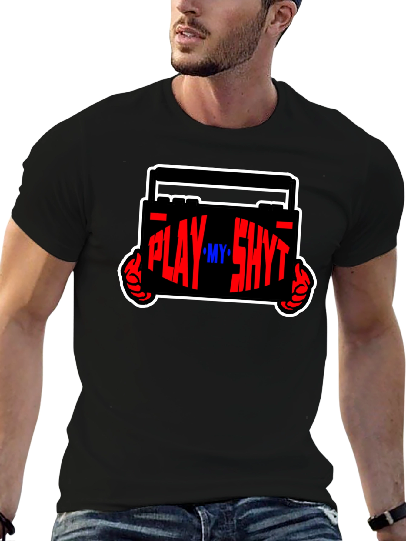 Black Play My Sh*t Black Graphic Tee view 6