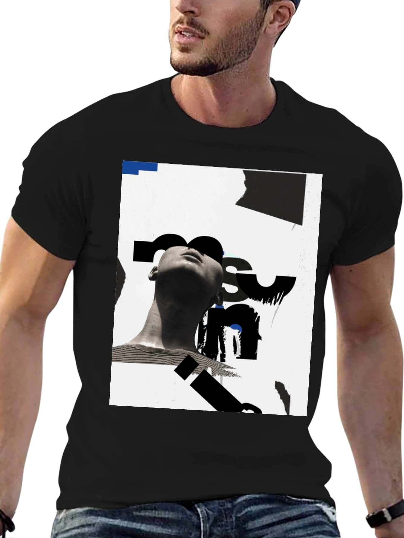 Black Modern Art Graphic Tee - Black Unisex T-Shirt view 6