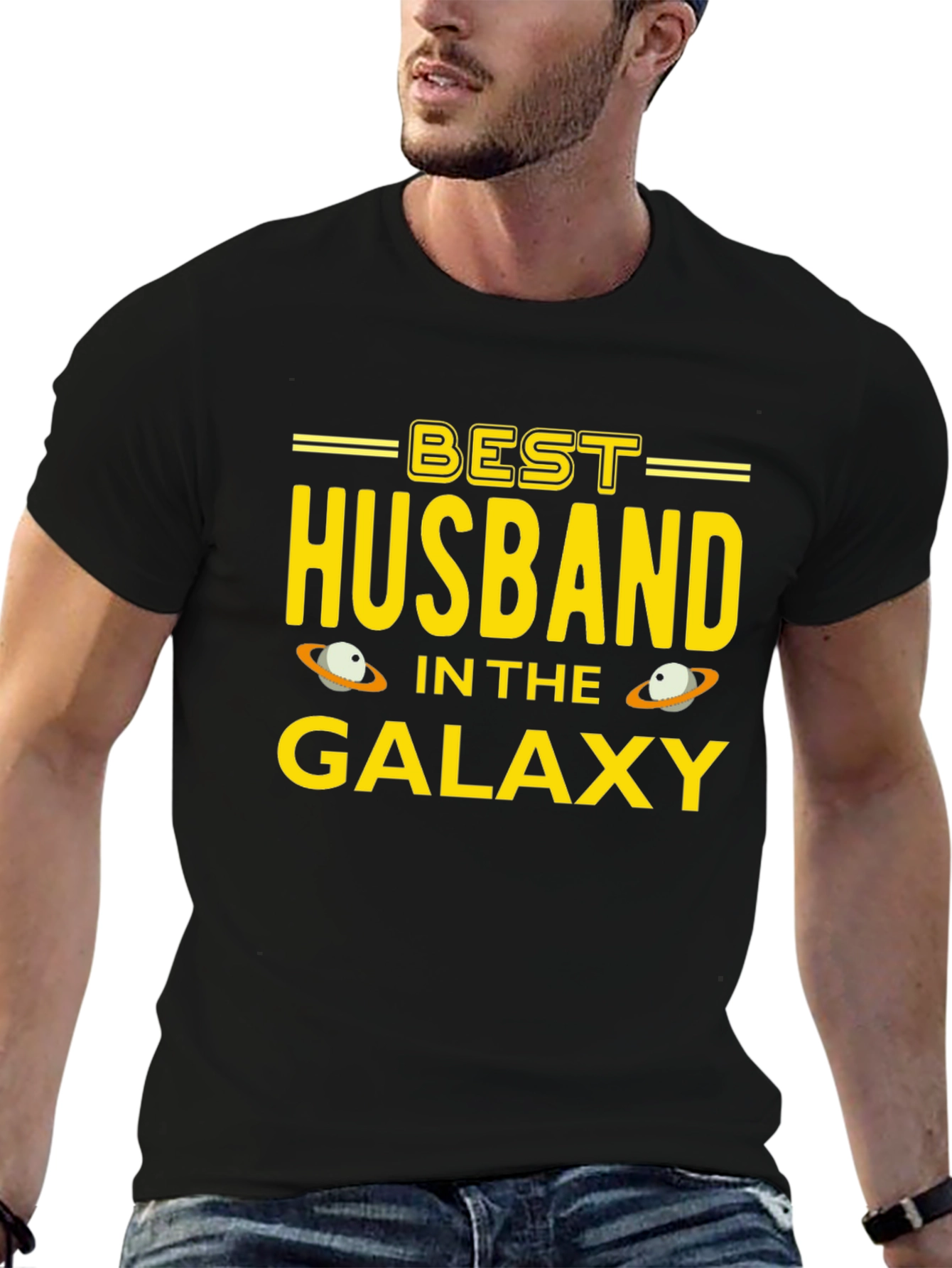 Black Best Husband in the Galaxy T-Shirt view 6