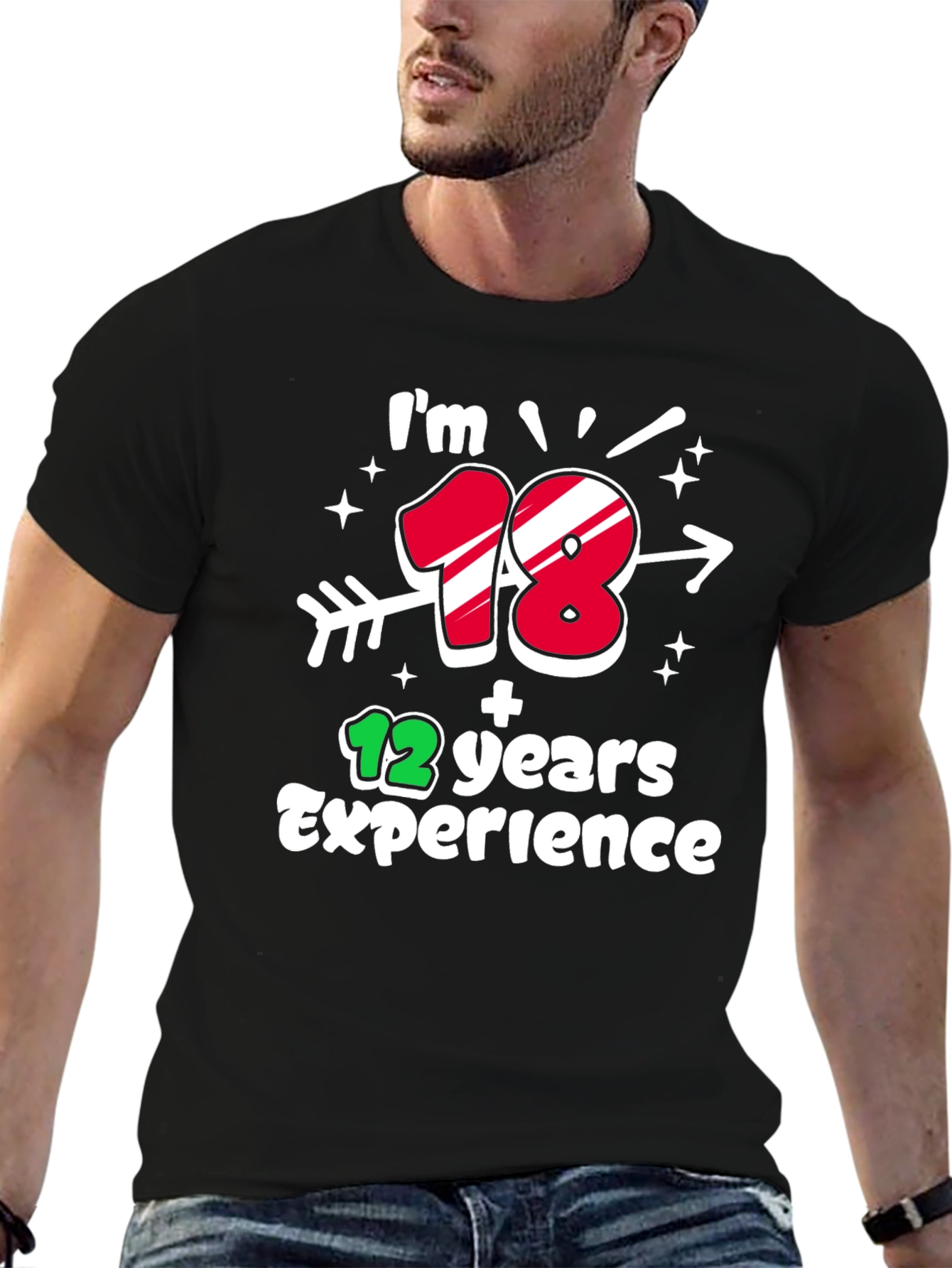 Black I'm 18 Plus 12 Years Experience T-Shirt view 6