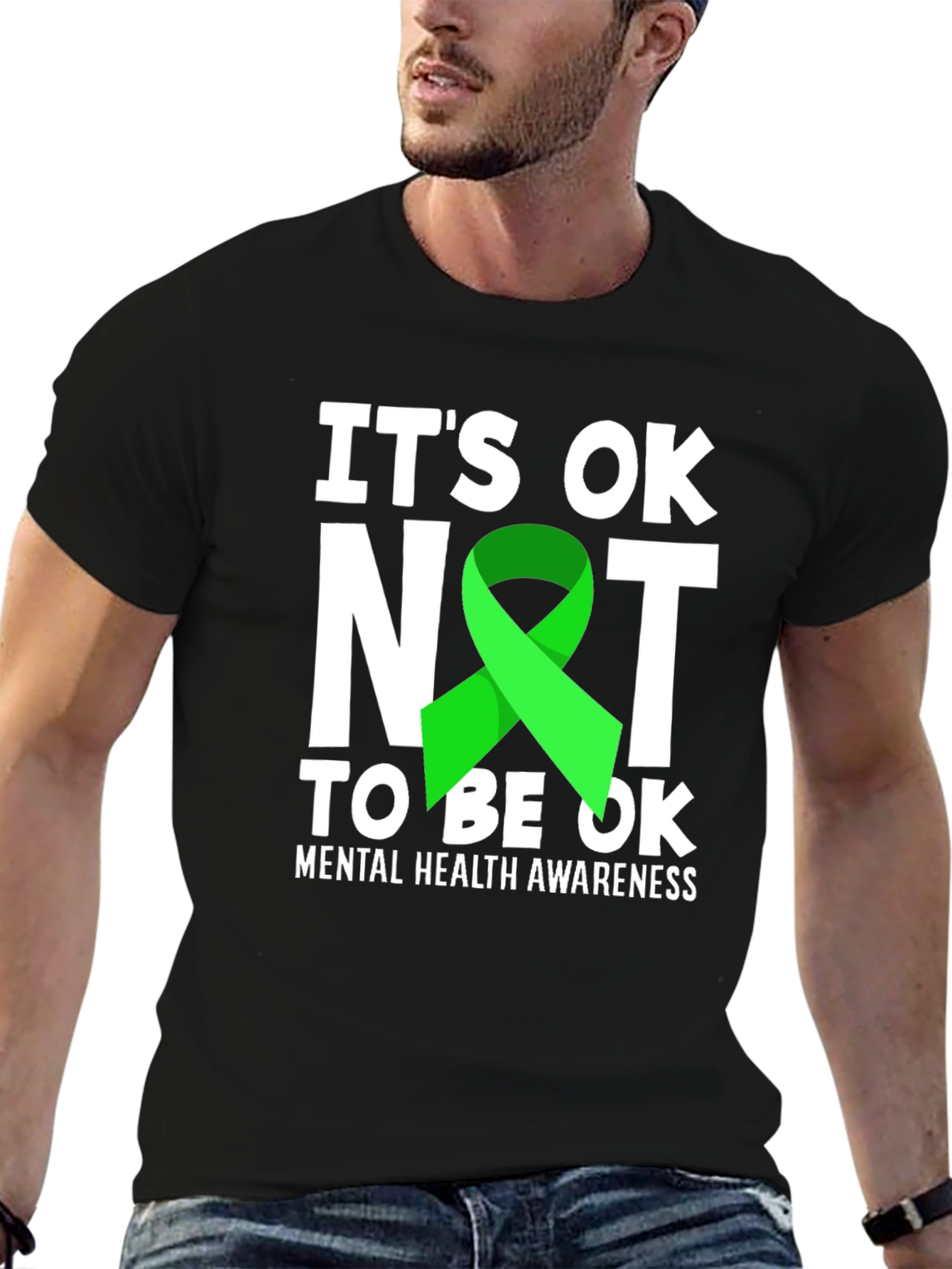 Black It's OK Not to Be OK Mental Health Awareness T-Shirt view 6