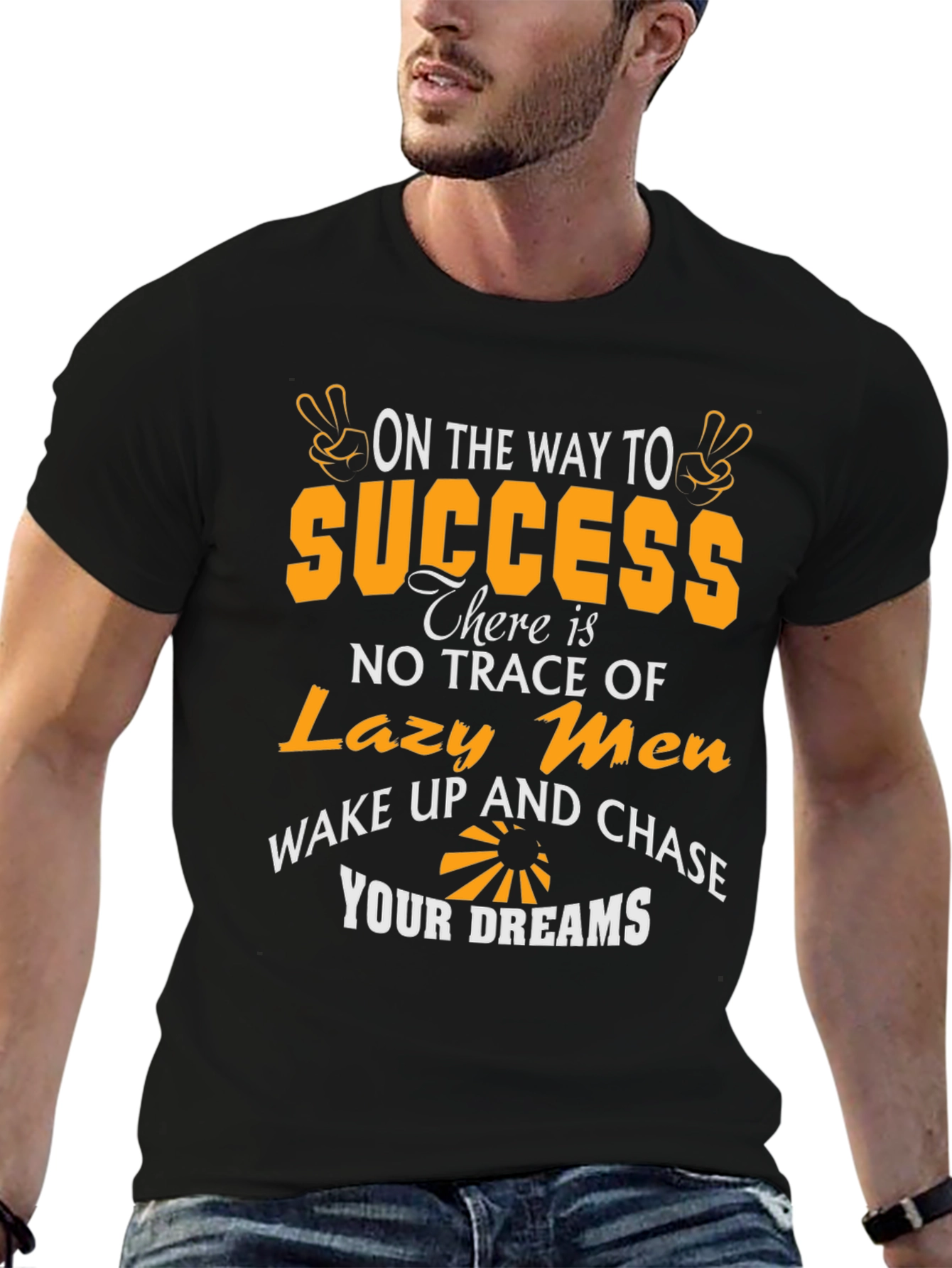 Black Success Graphic T-Shirt - Wake Up and Chase Your Dreams view 6