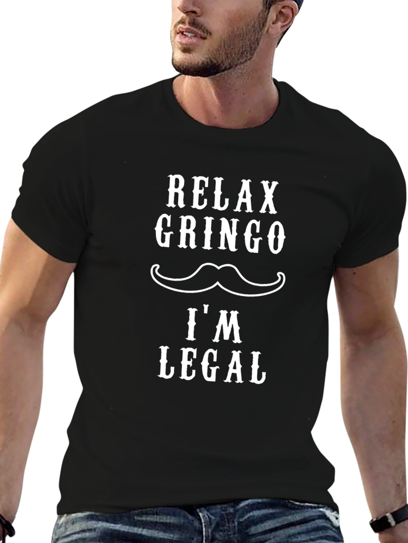 Black Relax Gringo I'm Legal Graphic T-Shirt view 6