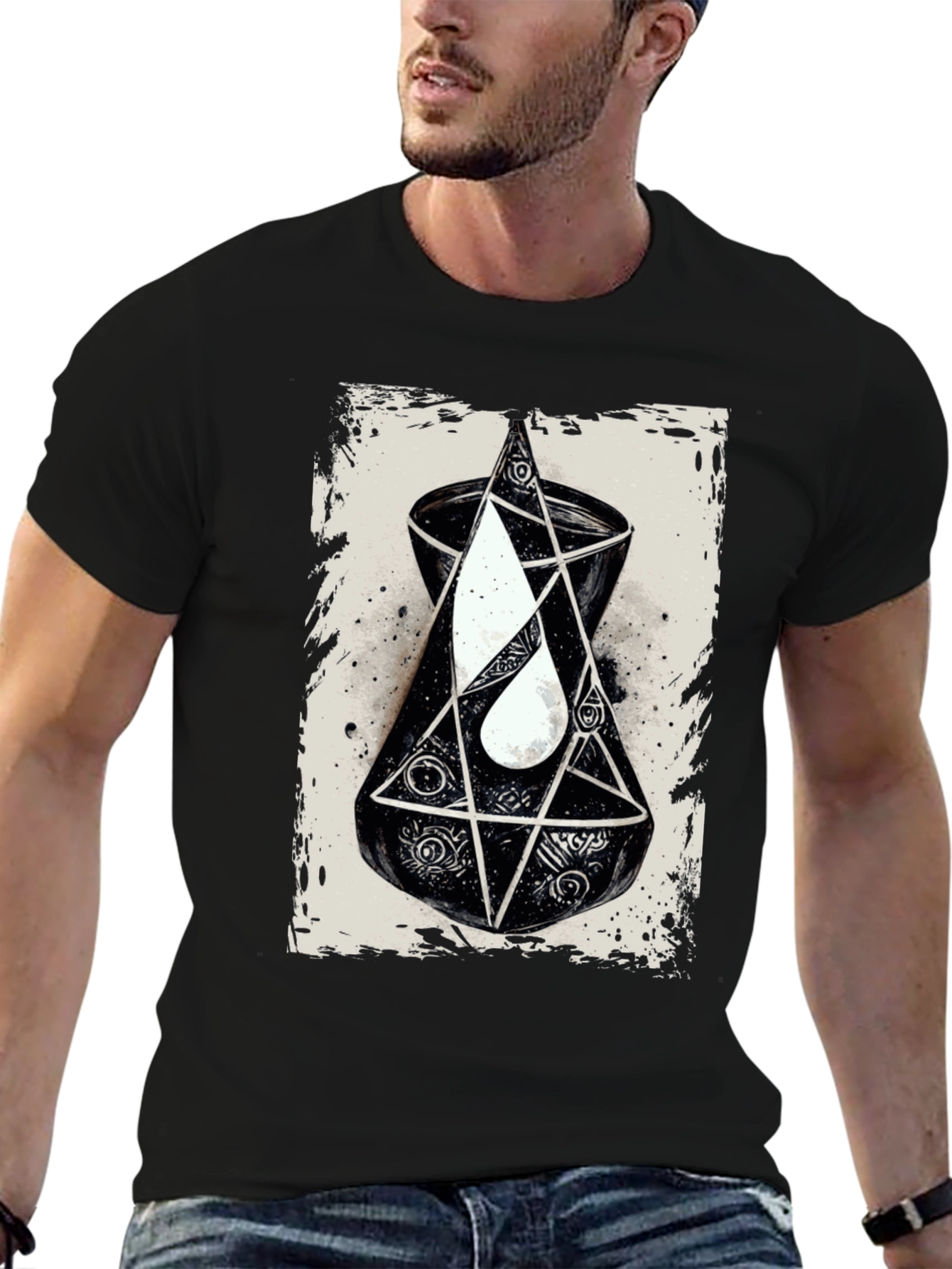 Black Esoteric Graphic Tee - Occult Symbolism T-Shirt view 6