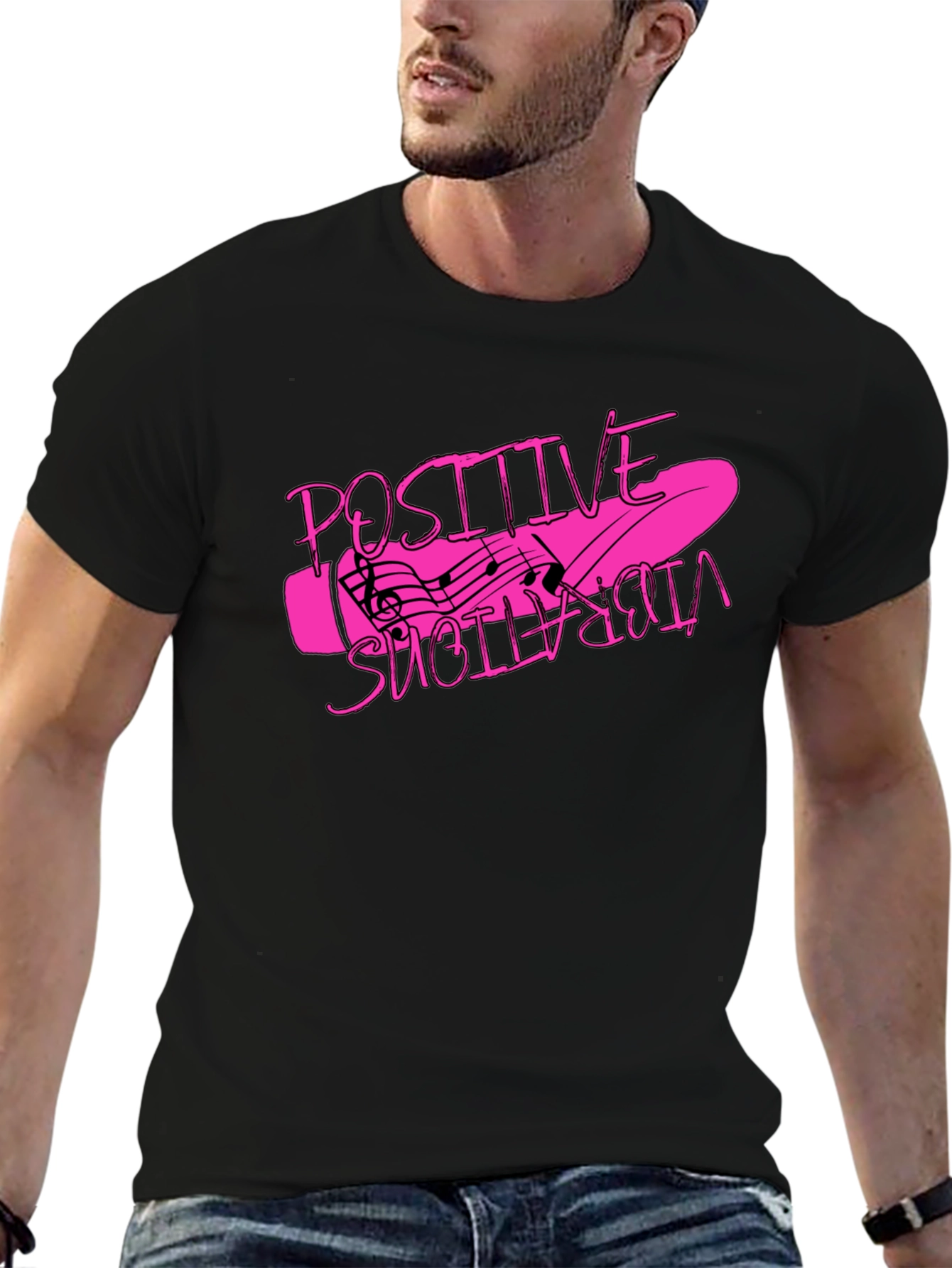 Black Positive Vibrations Graphic T-Shirt - Black view 6