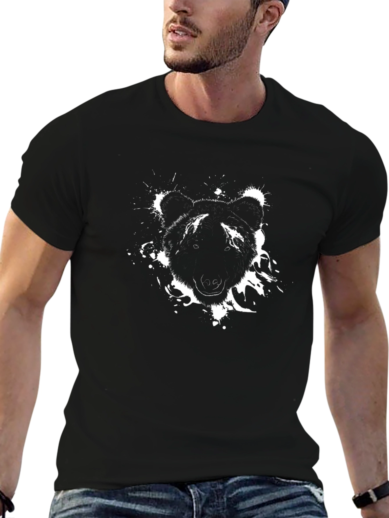 Black Bear Graphic Print T-Shirt - Casual Style view 6