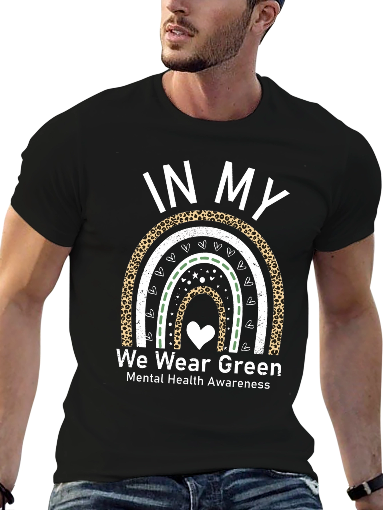 Black In My We Wear Green Mental Health Awareness T-Shirt view 6
