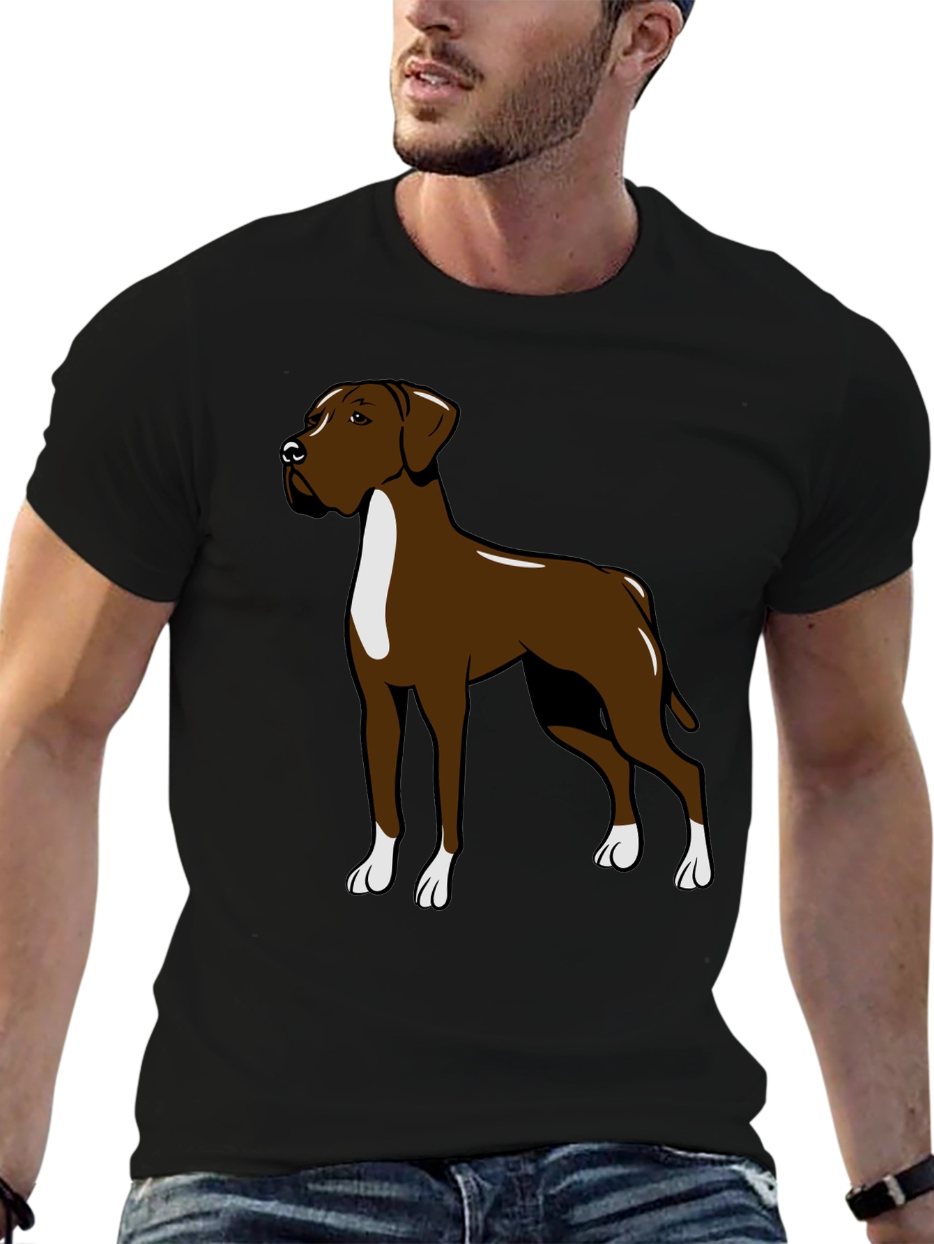Black Boxer Dog Graphic T-Shirt - Trendy Canine Design view 6