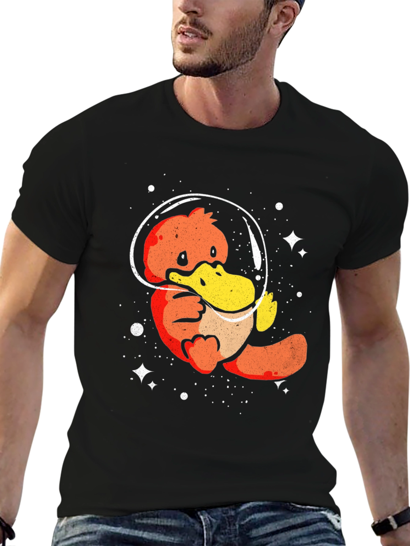 Black Astronaut Platypus Graphic Tee - Unique Space Design view 6