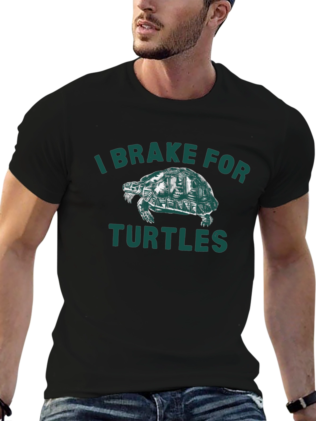 Black I Brake For Turtles Graphic Tee - Black view 6