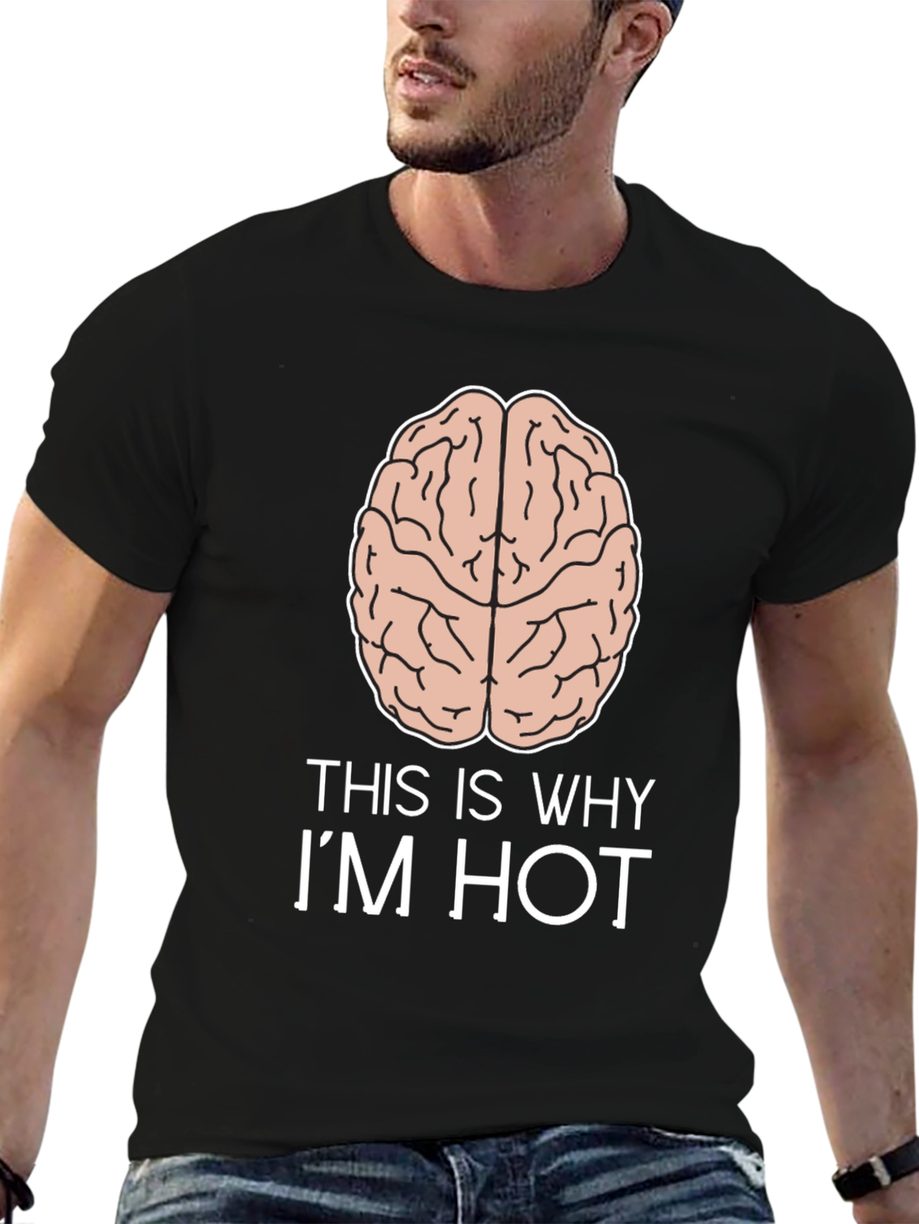 Black This Is Why I'm Hot Brain T-Shirt view 6