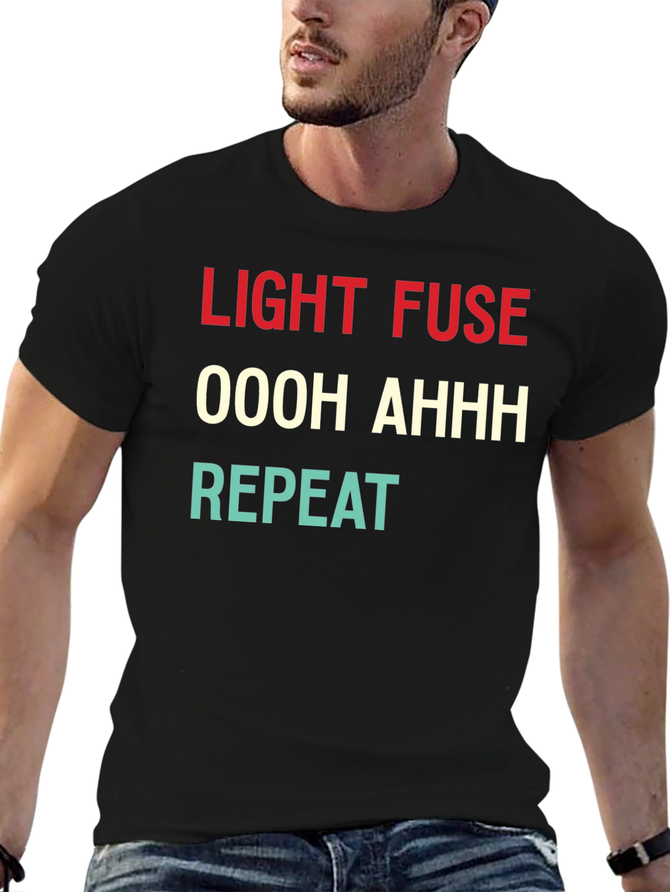 Black Light Fuse T-Shirt - Funny Fireworks Design view 6