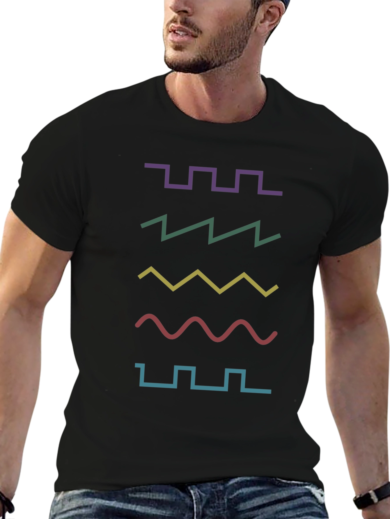 Black Retro Waveform T-Shirt - Synth Lover Apparel view 6