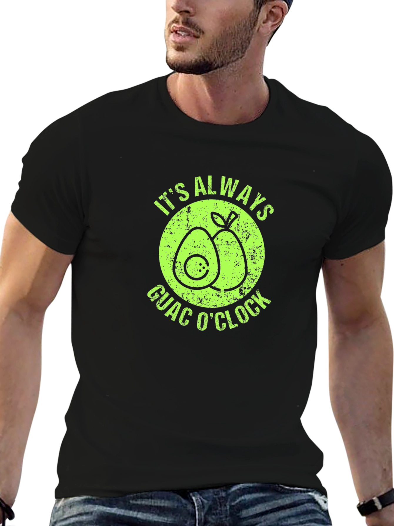 Black It's Always Guac O'Clock Avocado Graphic T-Shirt view 6