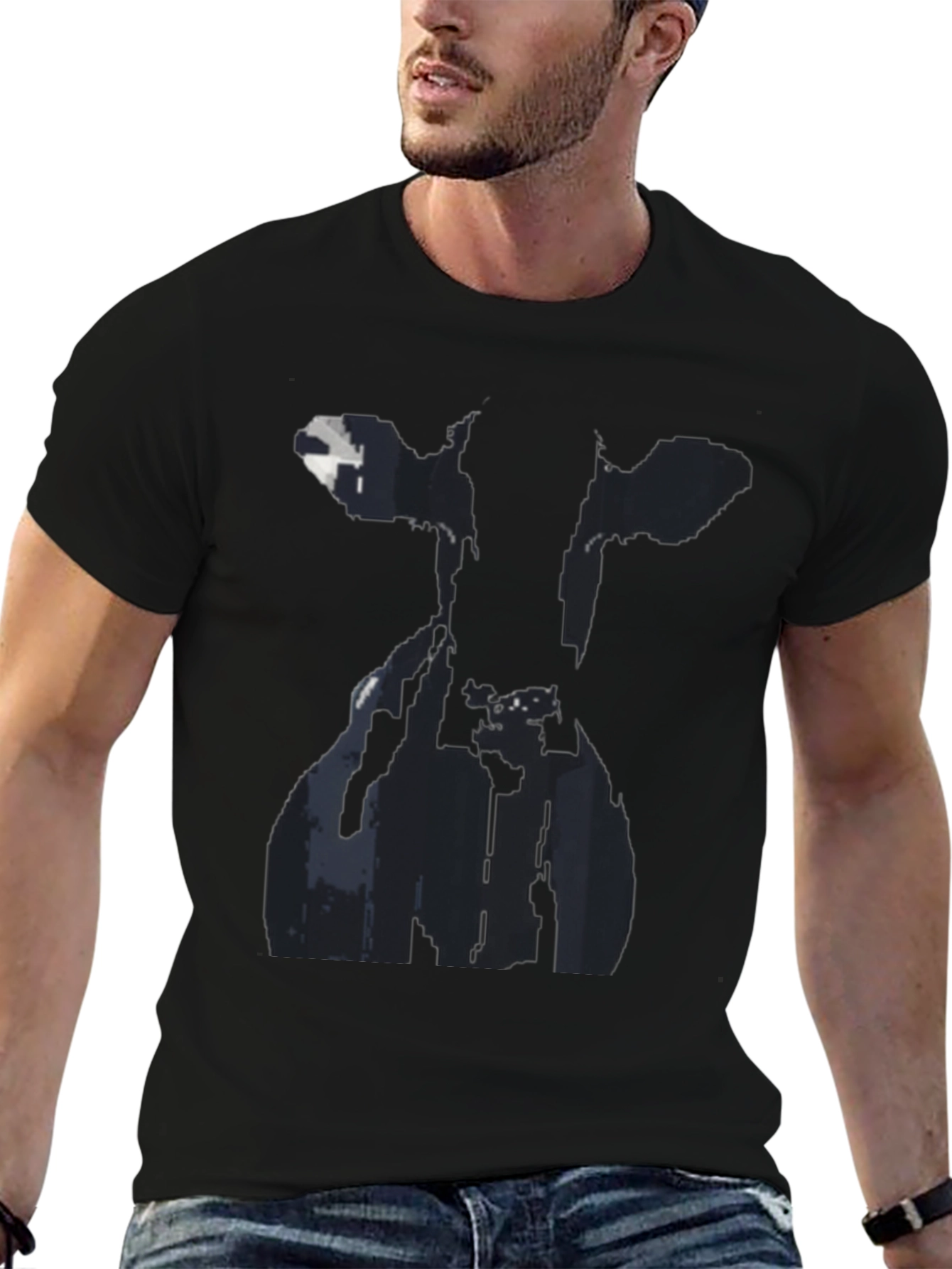 Black Cow Silhouette Black Graphic Tee view 6