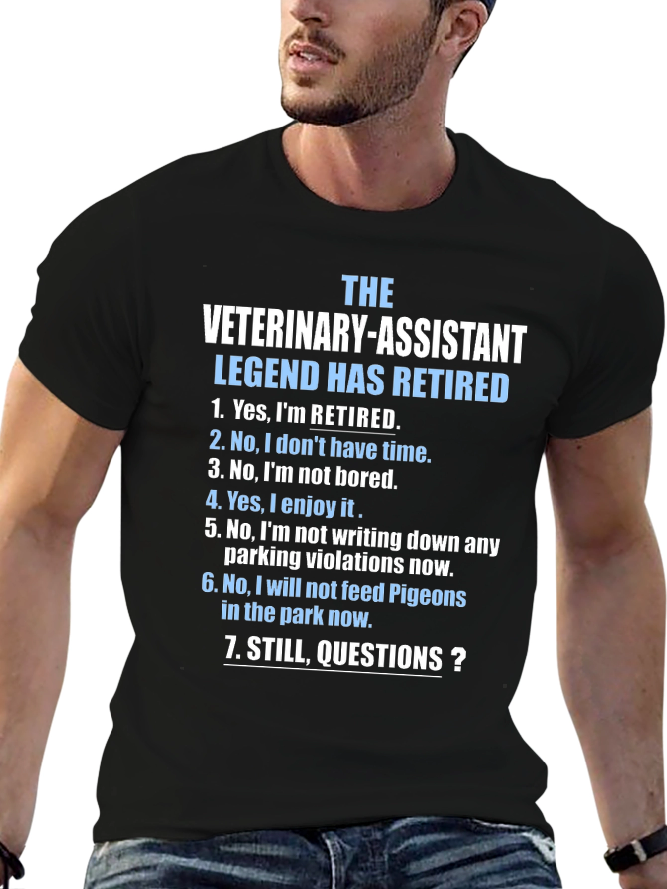 Black Retired Veterinary Assistant T-Shirt view 6