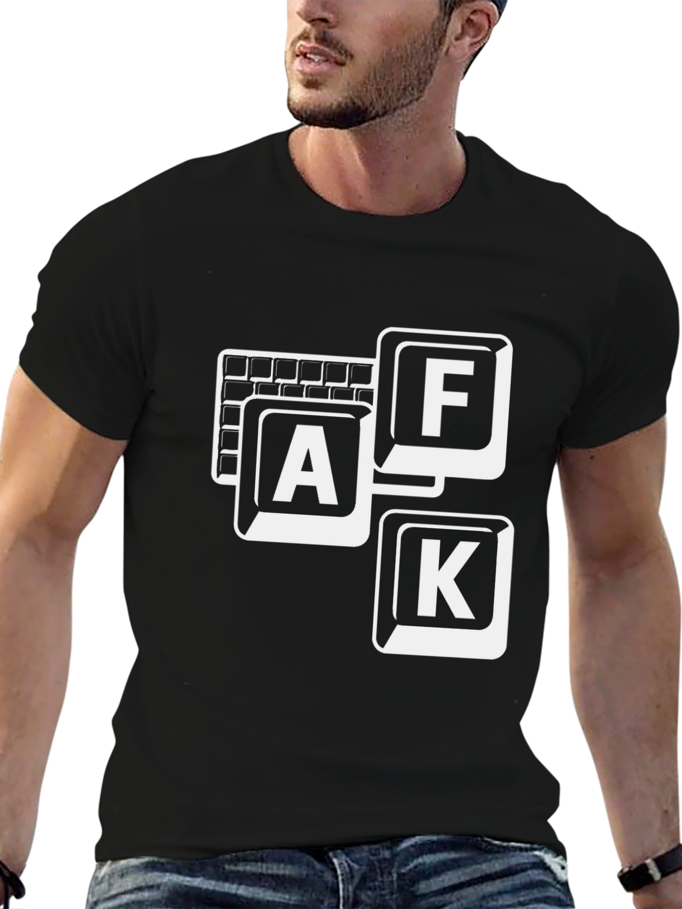 Black AFK Keyboard T-Shirt - Gamer Style view 6