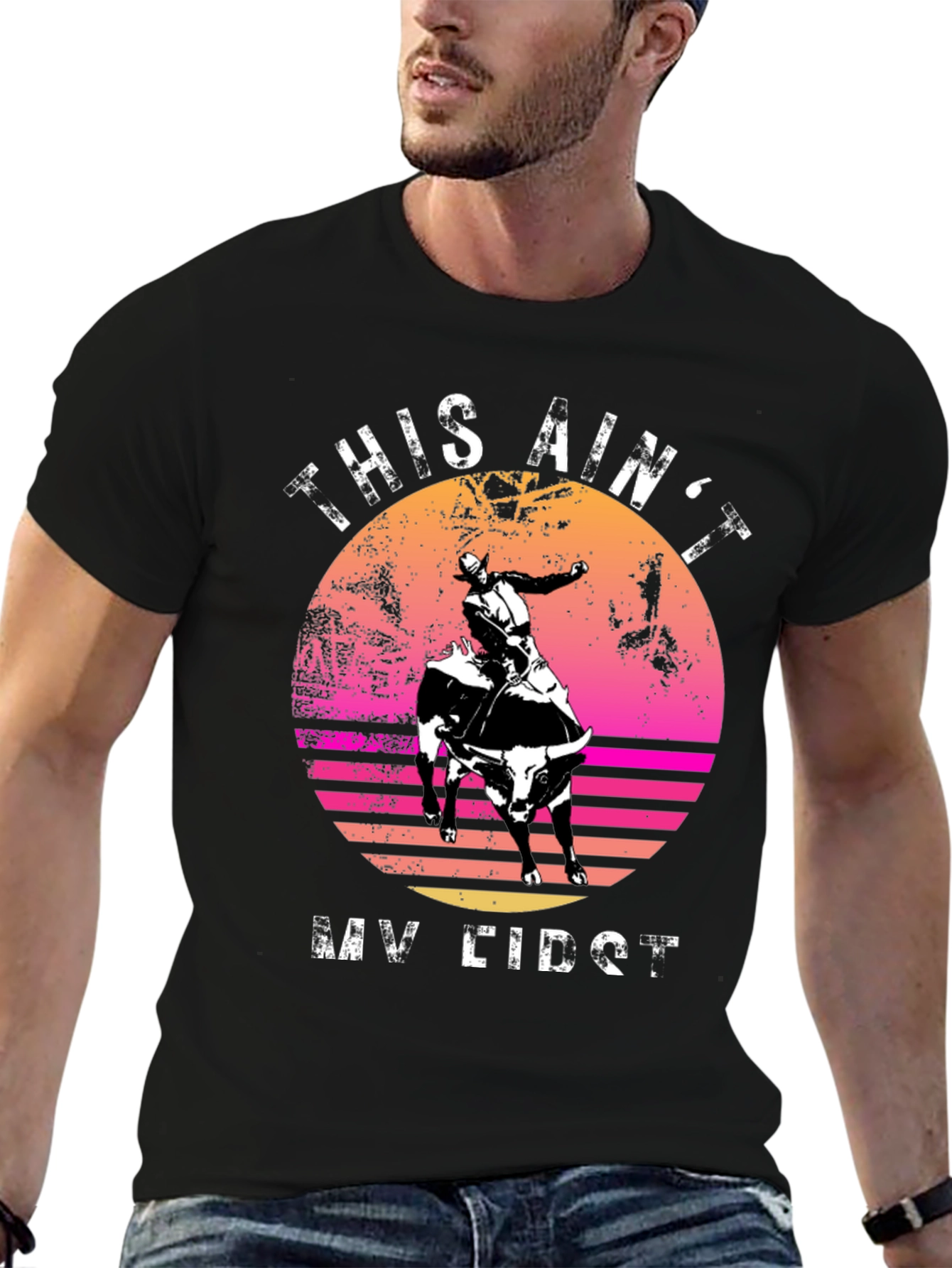 Black Retro Rodeo Rider Graphic Tee view 6