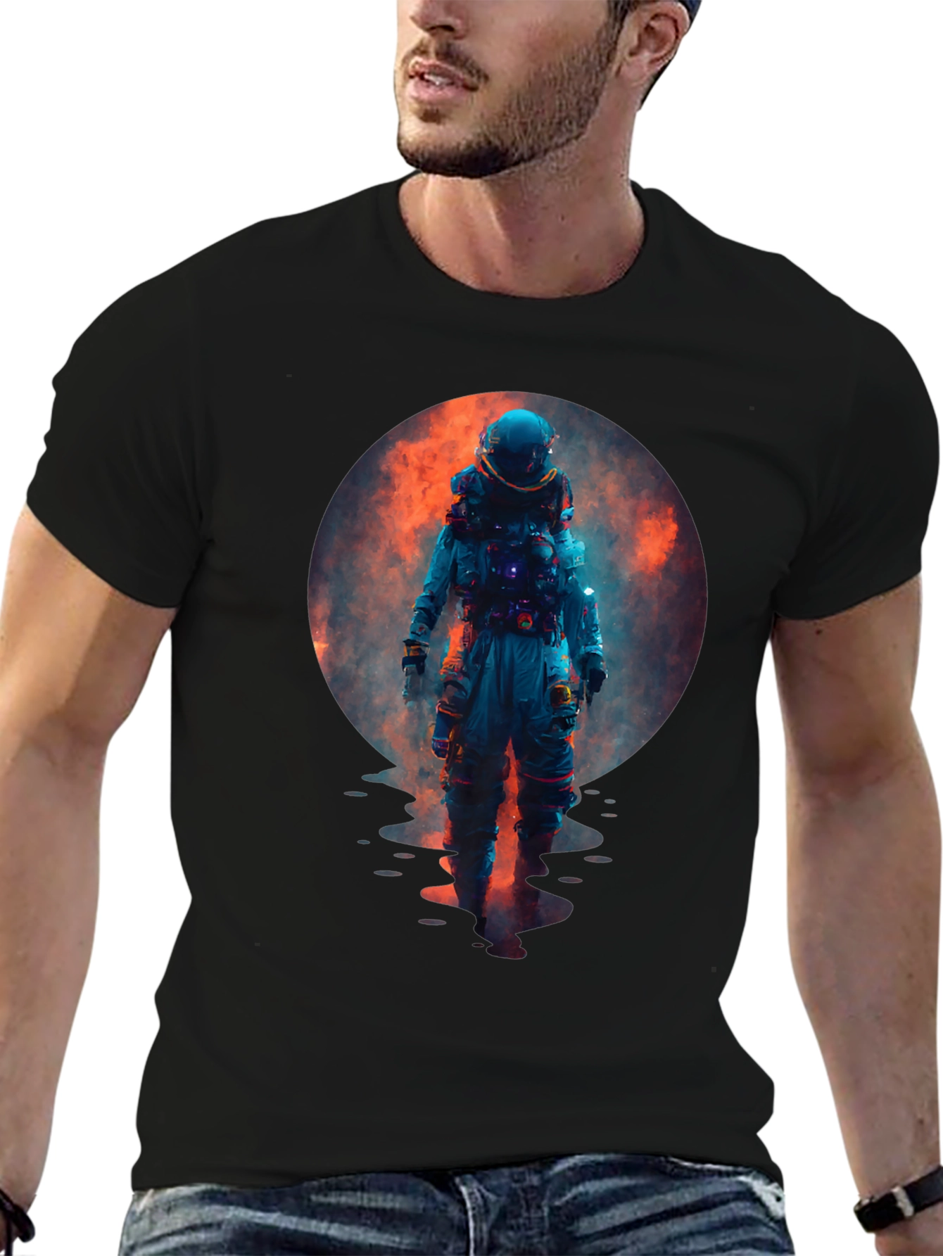Black Astronaut Graphic Tee - Galaxy Dreamin' T-Shirt view 6