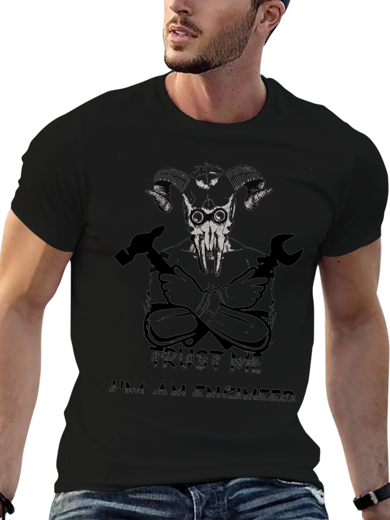 Black Trust Me I'm An Engineer T-Shirt view 6