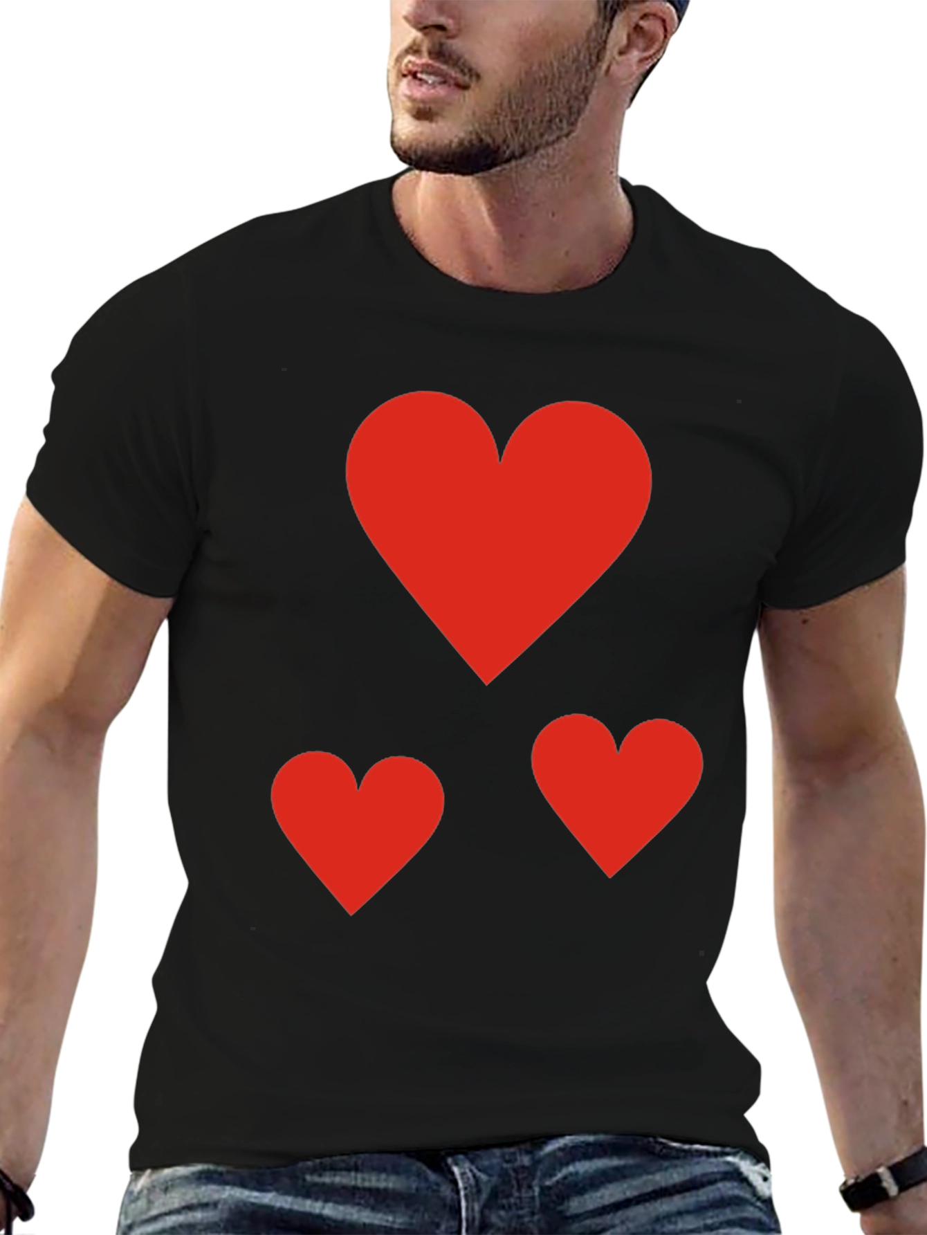 Black Heart Patterned Black T-Shirt view 6