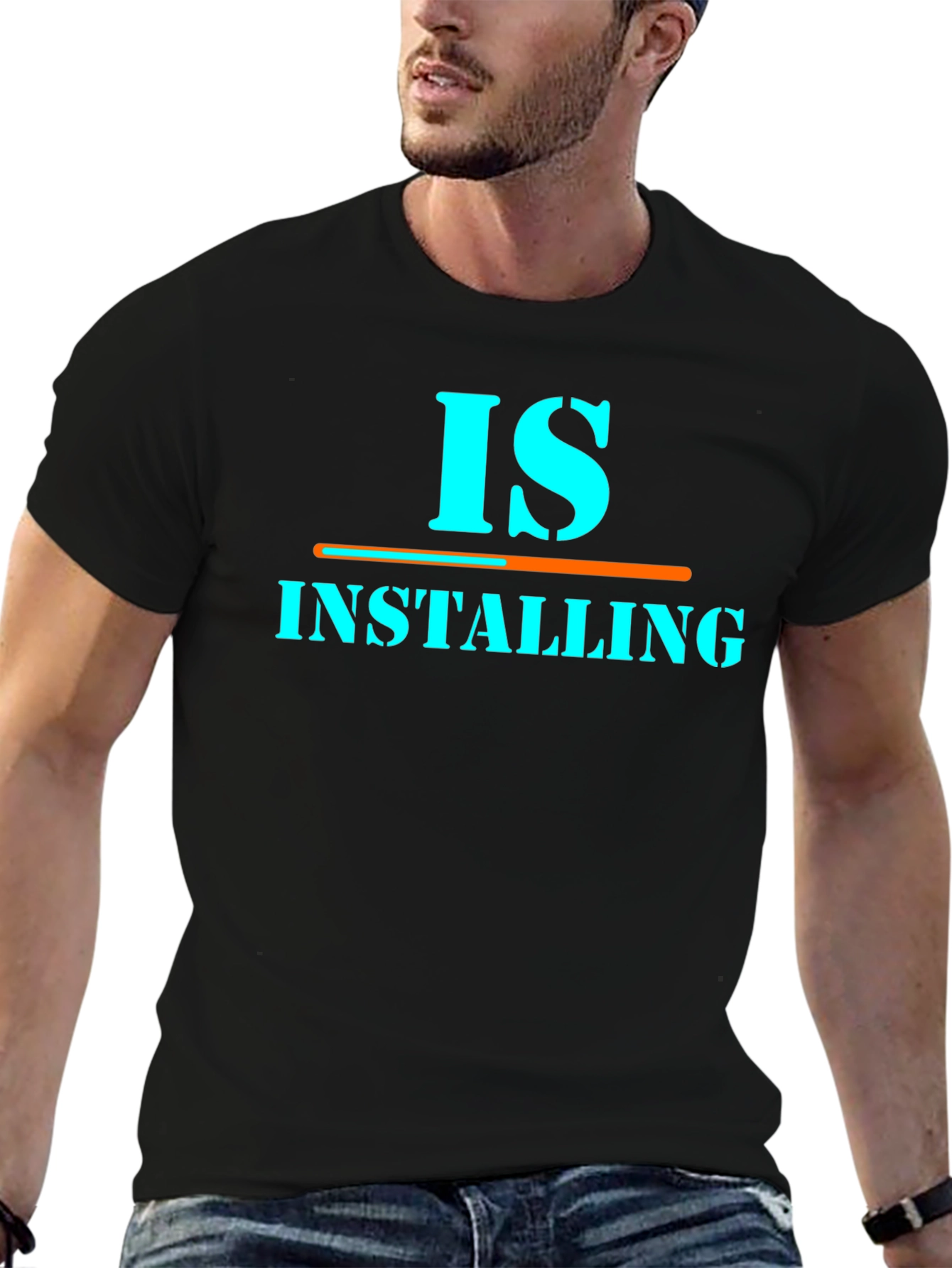 Black Is Installing Graphic Tee - Funny Programmer Shirt view 6