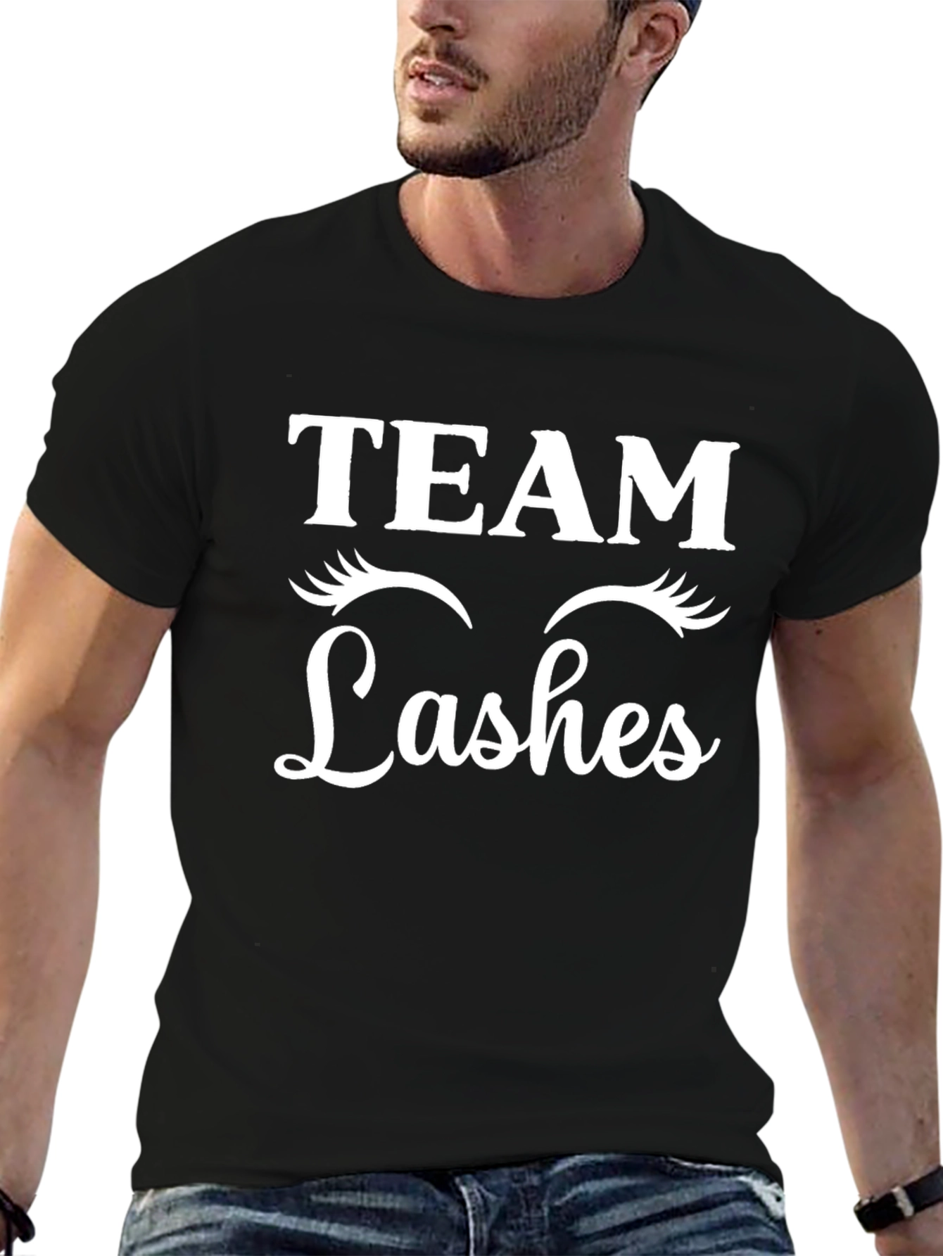 Black Team Lashes Graphic T-Shirt - Black Crew Neck Tee view 6