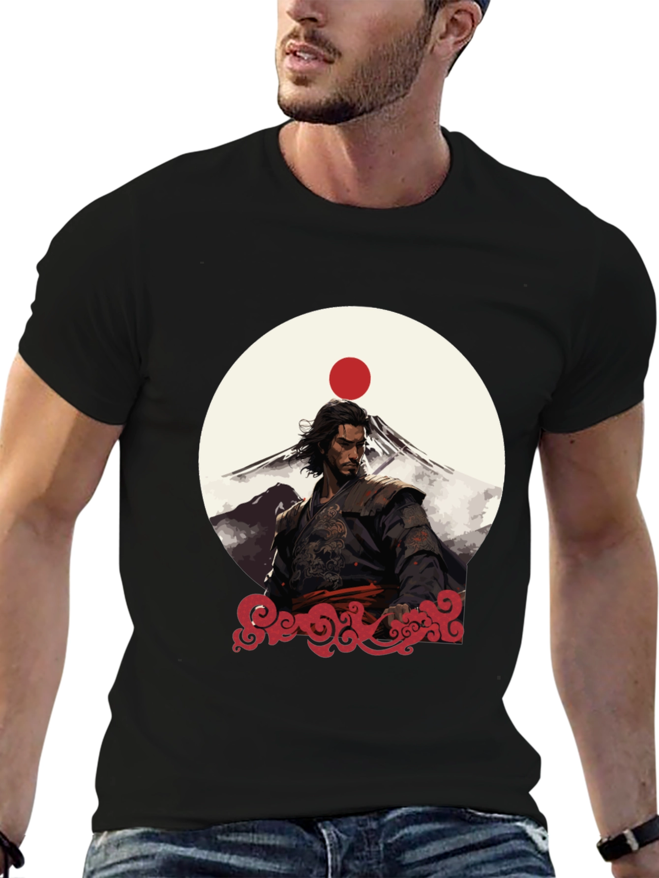 Black Samurai Sunset Graphic Tee - Black view 6