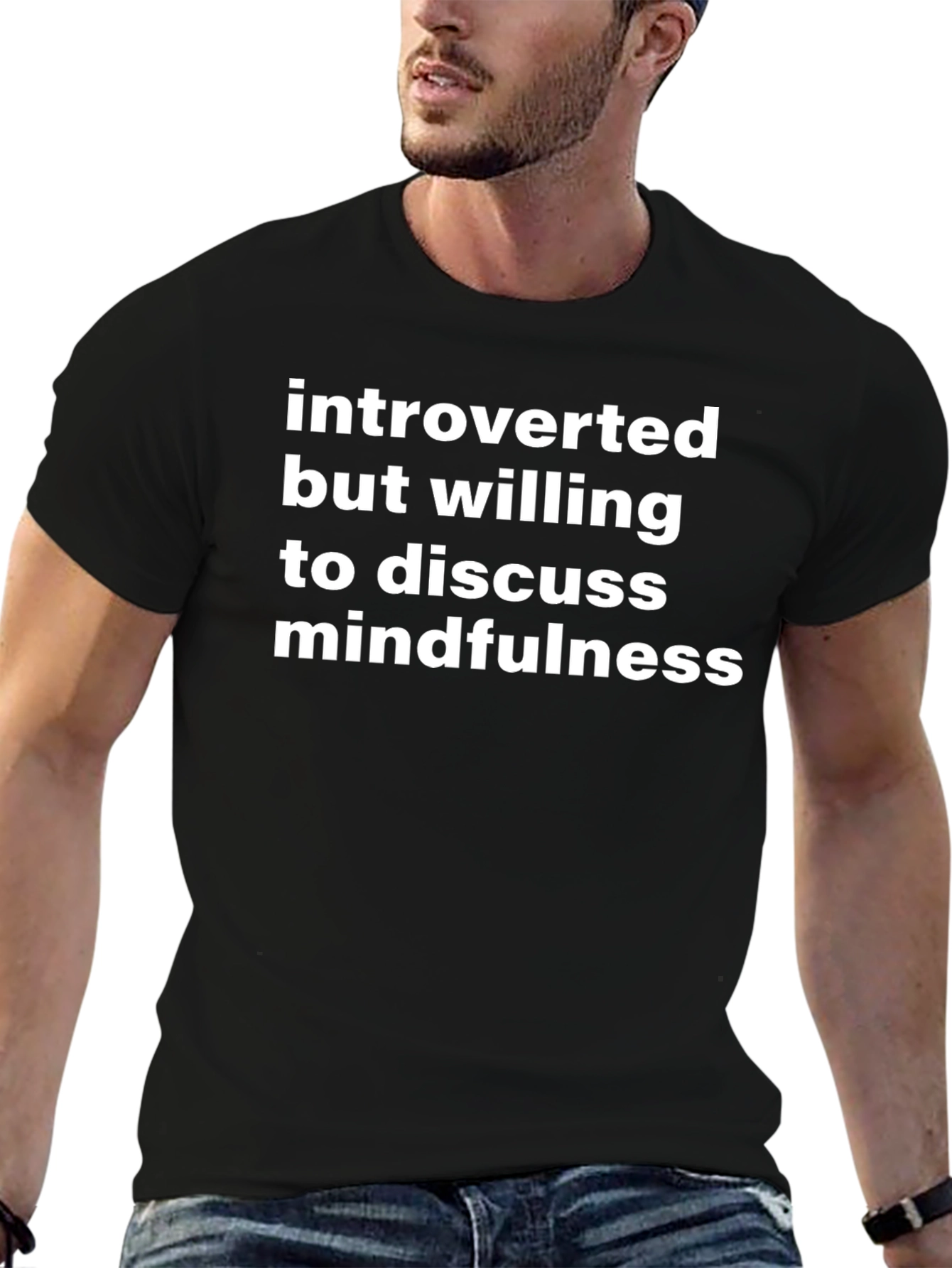 Black Introverted Mindfulness T-Shirt - Black view 6