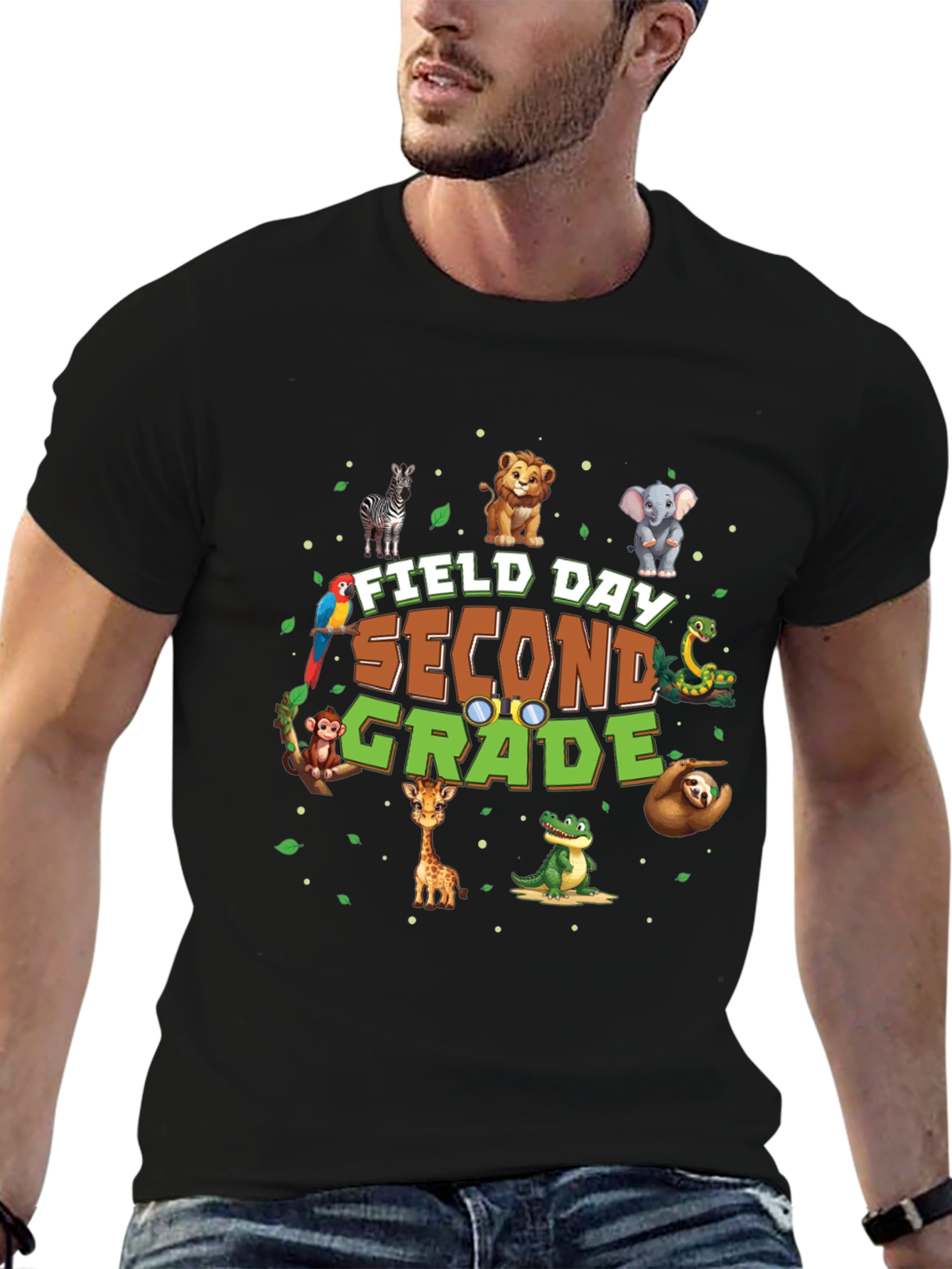 Black Field Day Second Grade Animal T-Shirt view 6
