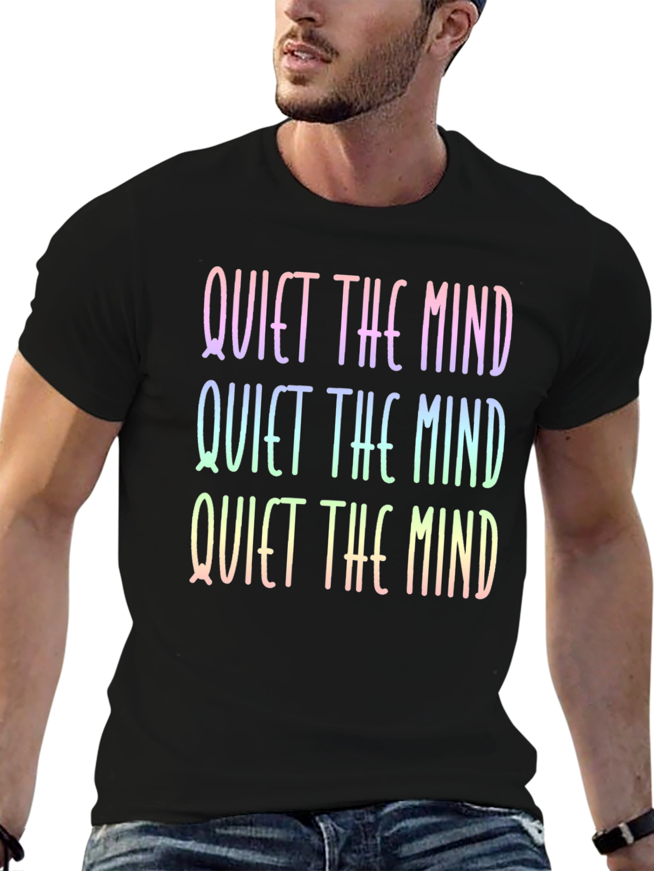 Black Quiet The Mind Graphic T-Shirt - Relaxed Fit Cotton Tee view 6