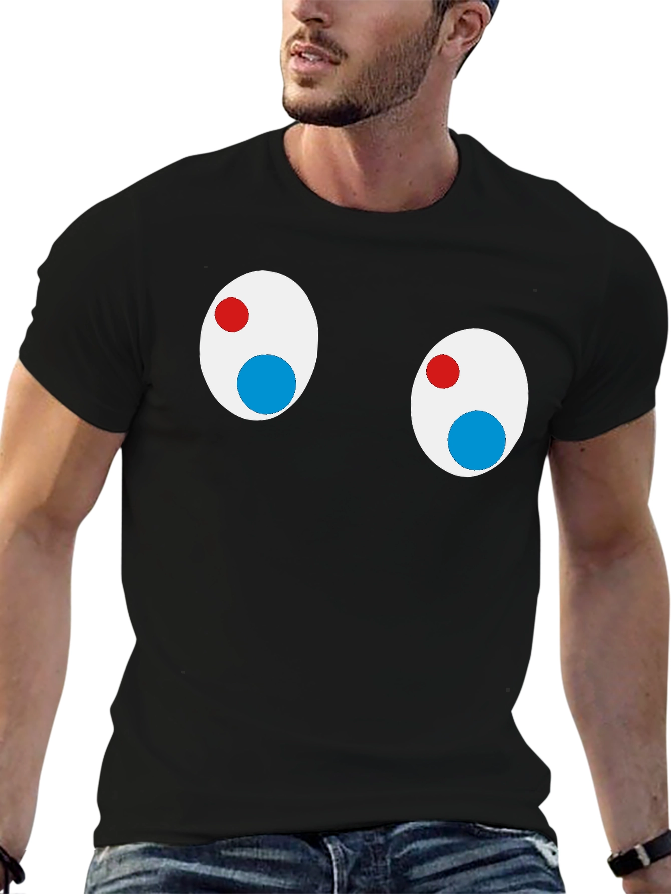 Black Funny Googly Eyes Black T-Shirt view 6