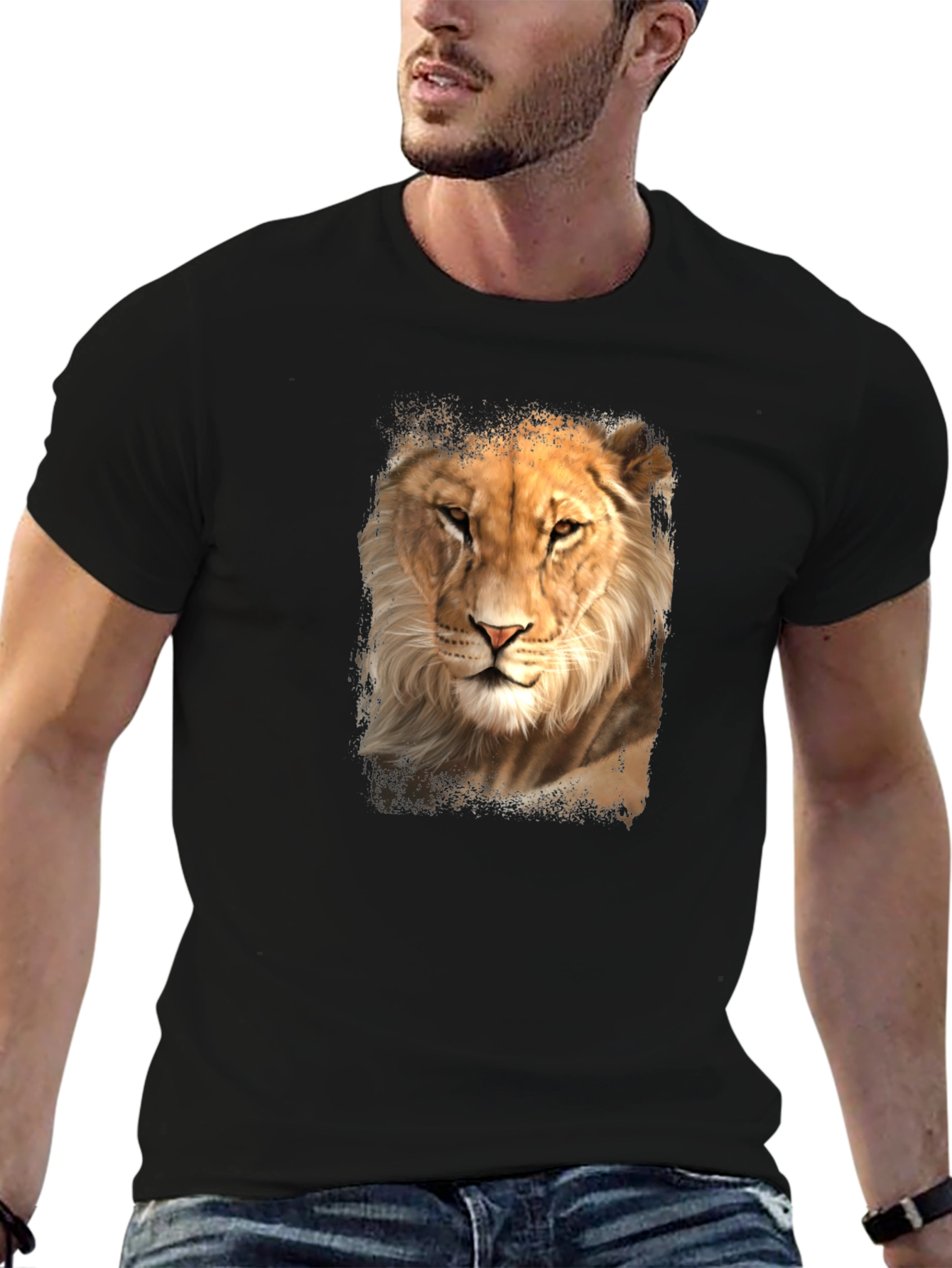 Black Lion Graphic Tee - Black Casual T-Shirt view 6