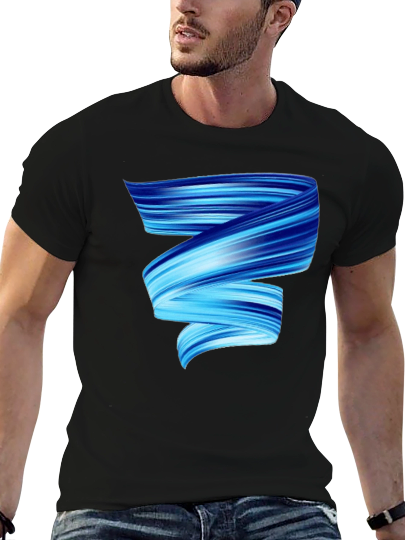 Black Modern Swirl Graphic Tee view 6