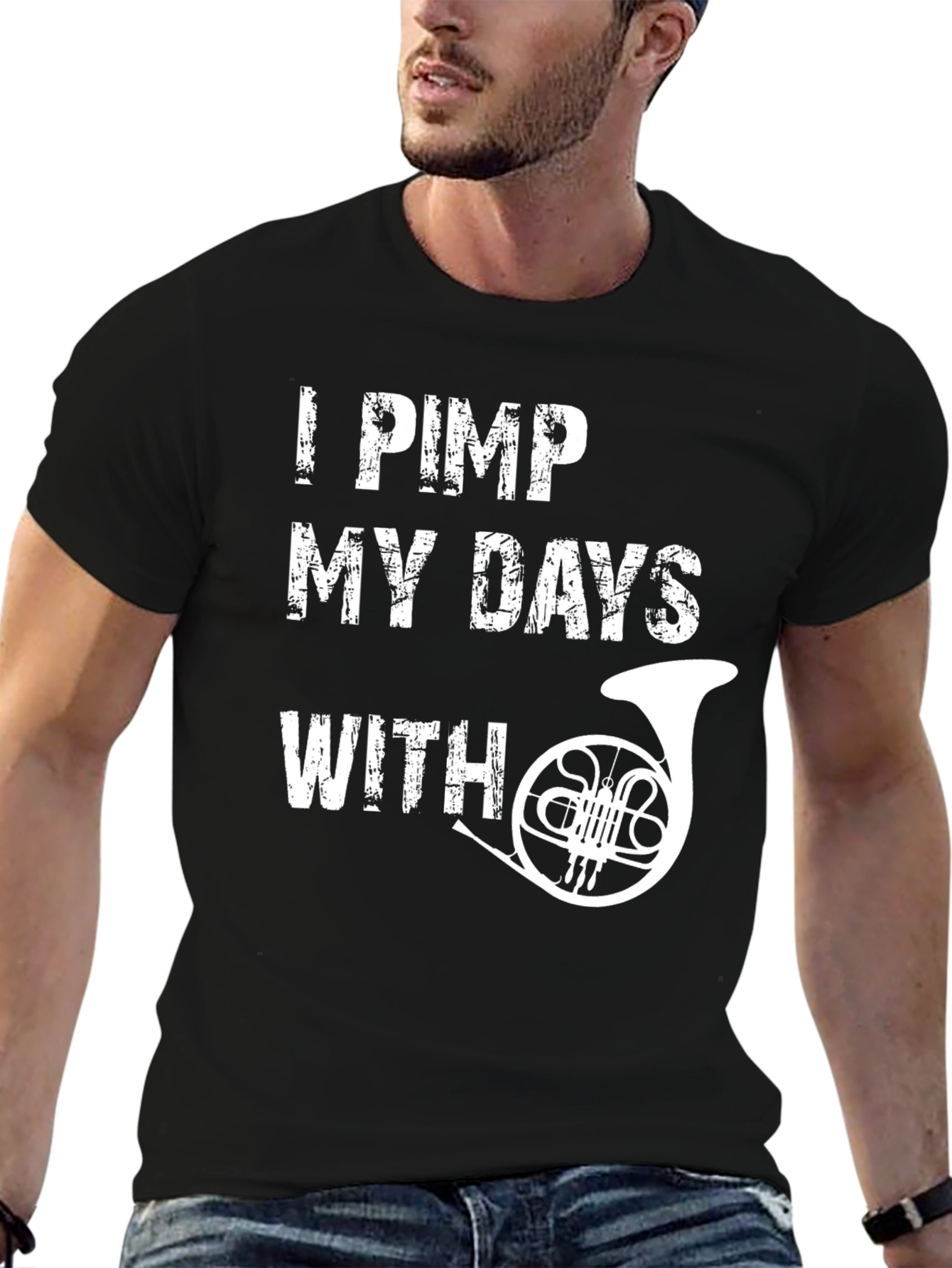 Black I Pimp My Days With French Horn Musician T-Shirt view 6