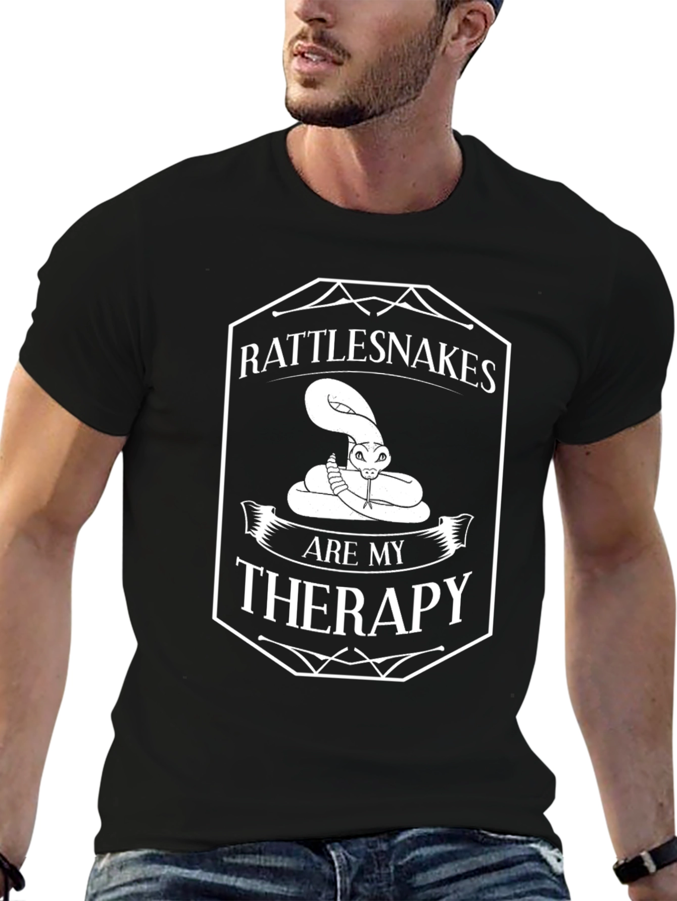 Black Rattlesnakes Are My Therapy Graphic T-Shirt view 6