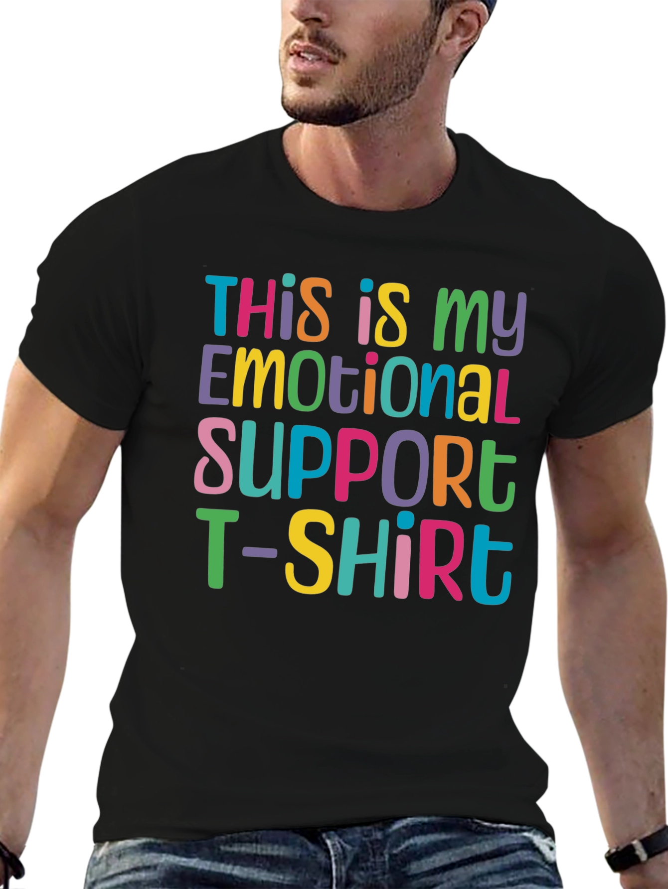 Black Emotional Support T-Shirt - Funny Comfort Tee view 6