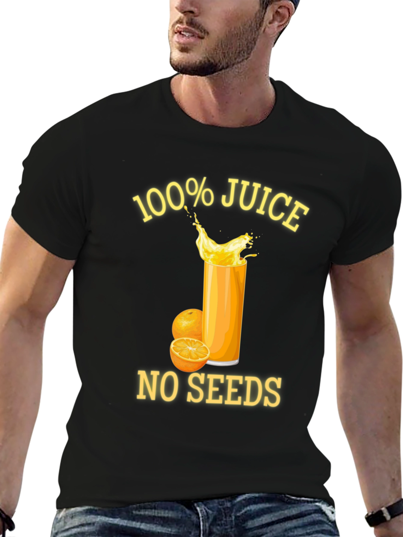 Black 100% Juice No Seeds Graphic Tee view 6