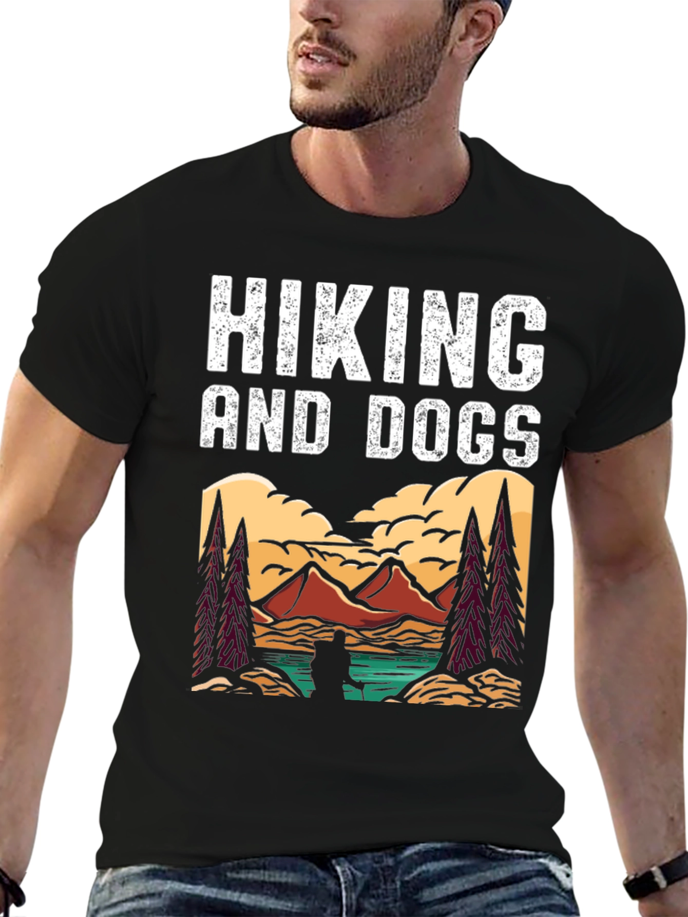 Black Hiking and Dogs Graphic Tee view 6