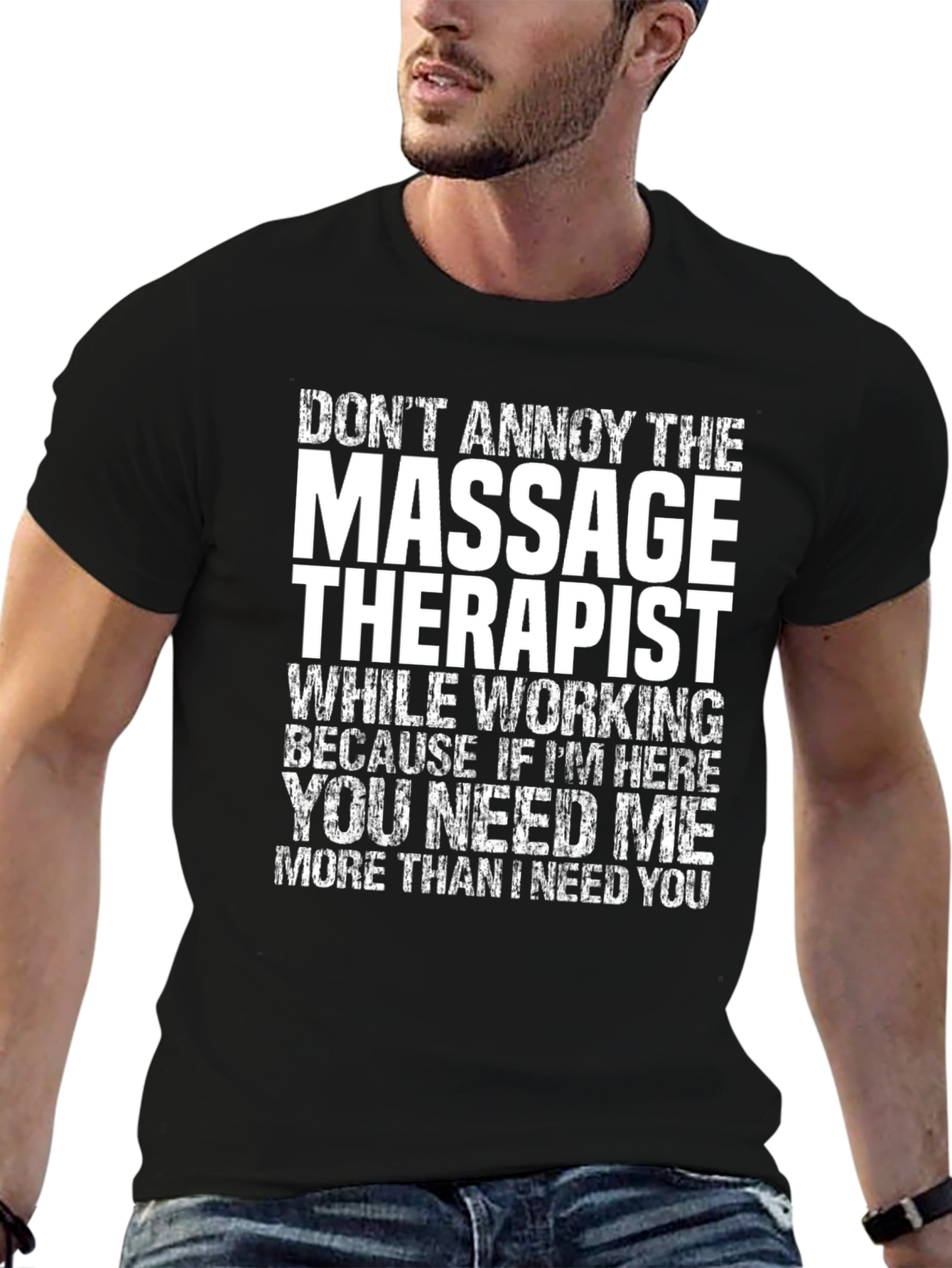 Black Massage Therapist T-Shirt Funny Gift view 6