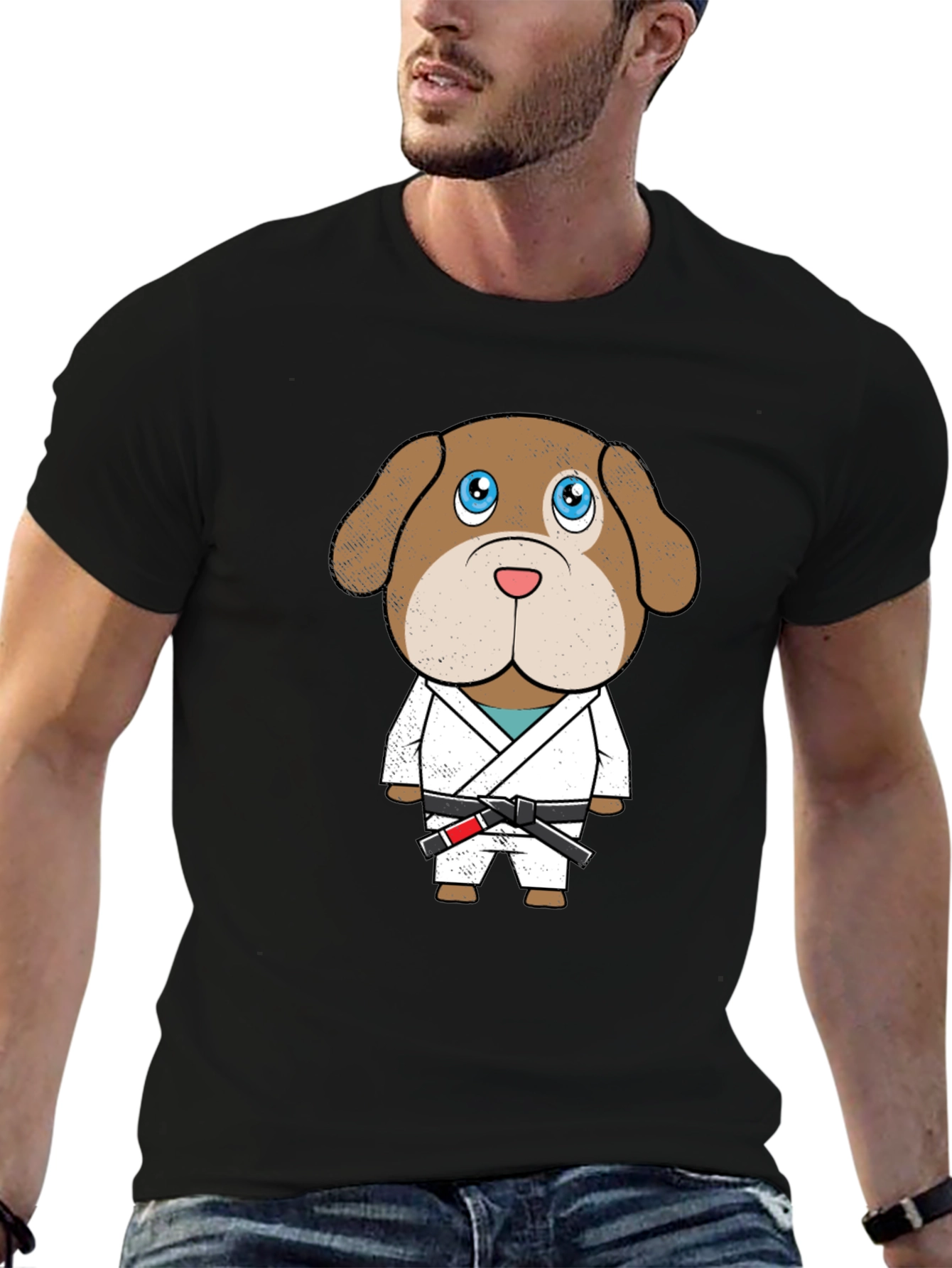 Black Dog Jiu Jitsu T-Shirt - Cartoon Graphic Tee view 6