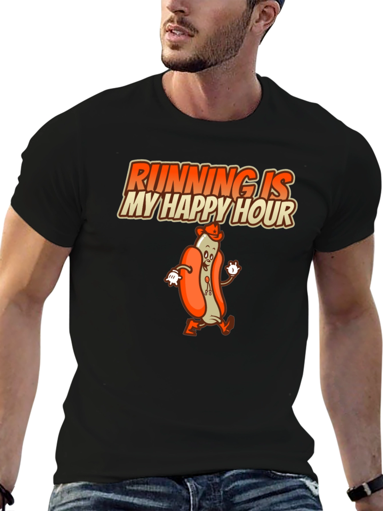 Black Running is My Happy Hour T-Shirt view 6