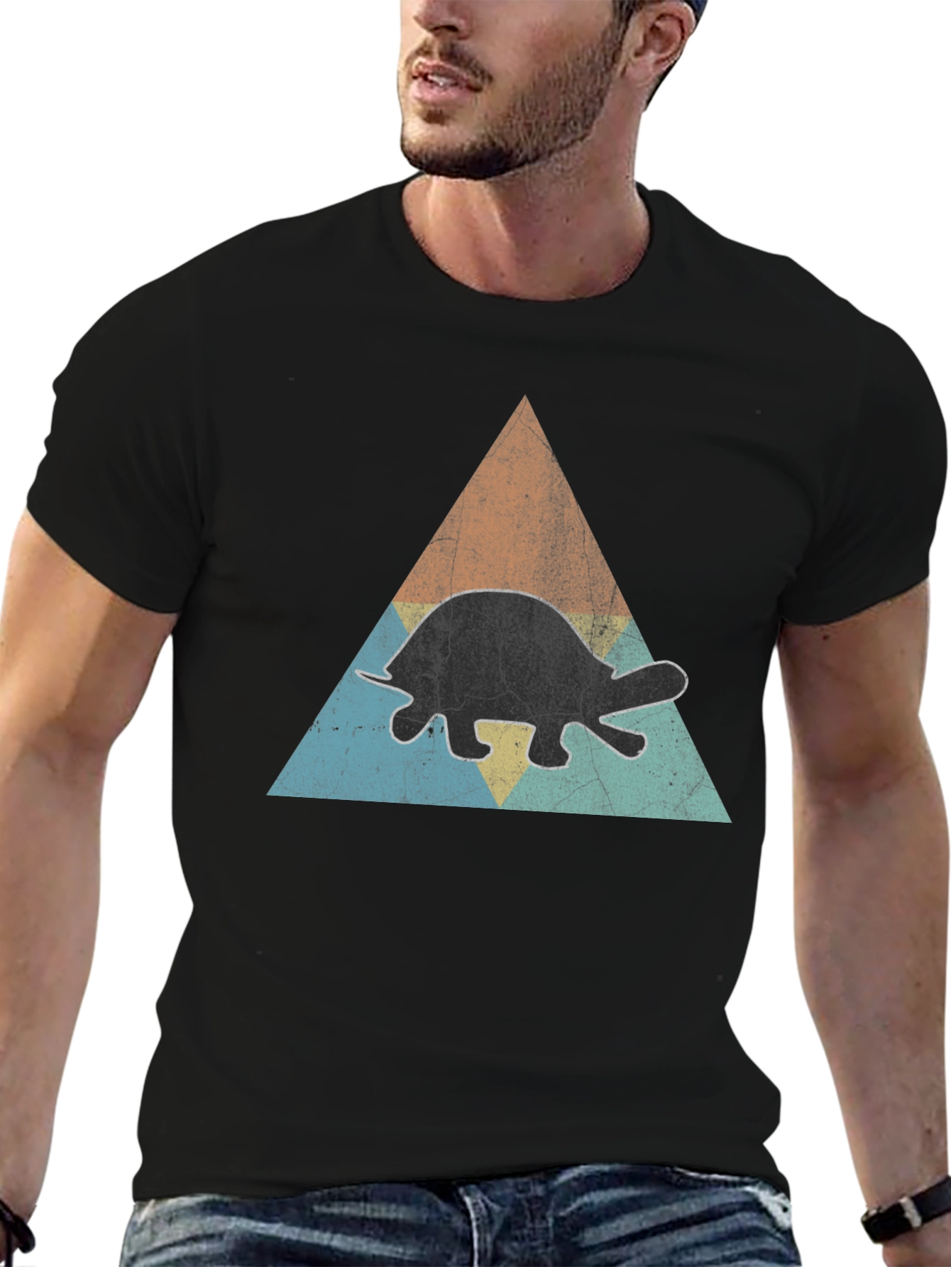 Black Retro Turtle Graphic T-Shirt - Cool Vintage Style view 6