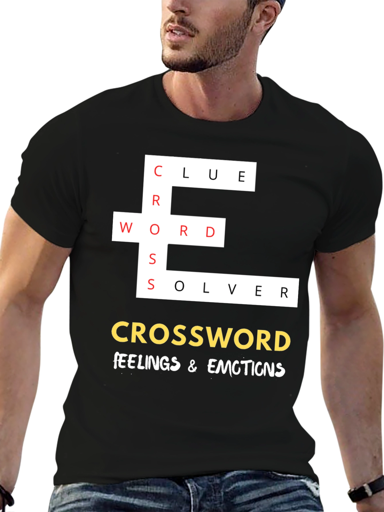 Black Crossword Puzzle T-Shirt - Feelings & Emotions view 6