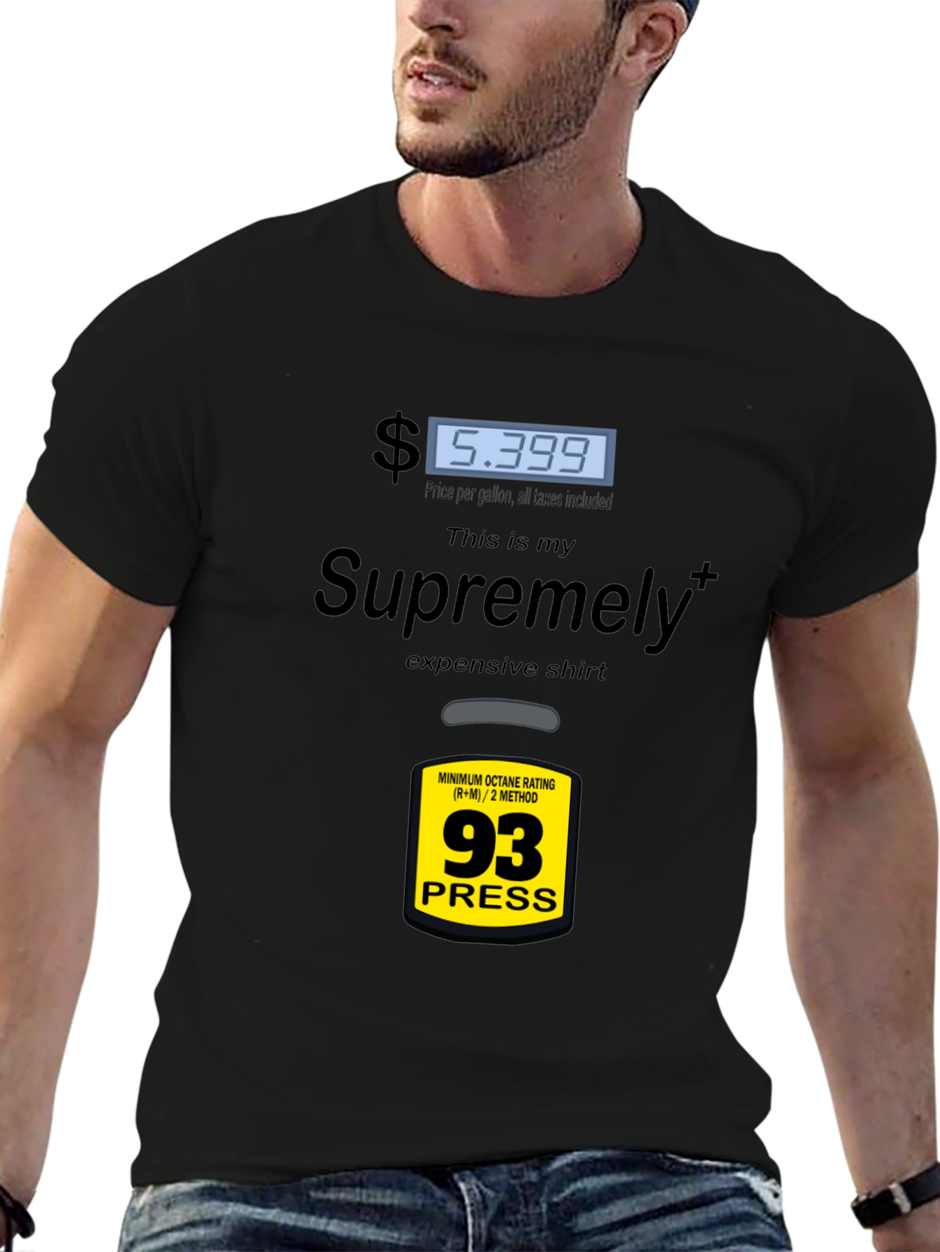 Black Supremely Expensive Gas Price T-Shirt view 6