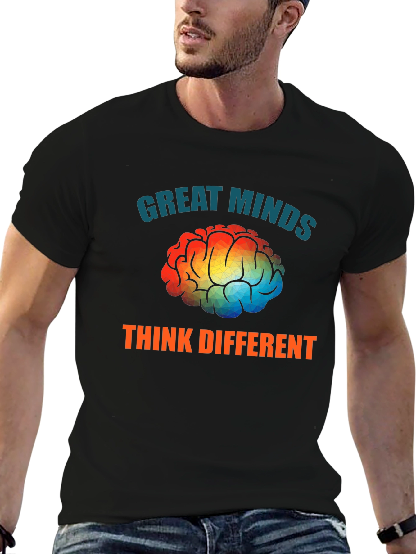 Black Great Minds Think Different Graphic T-Shirt view 6