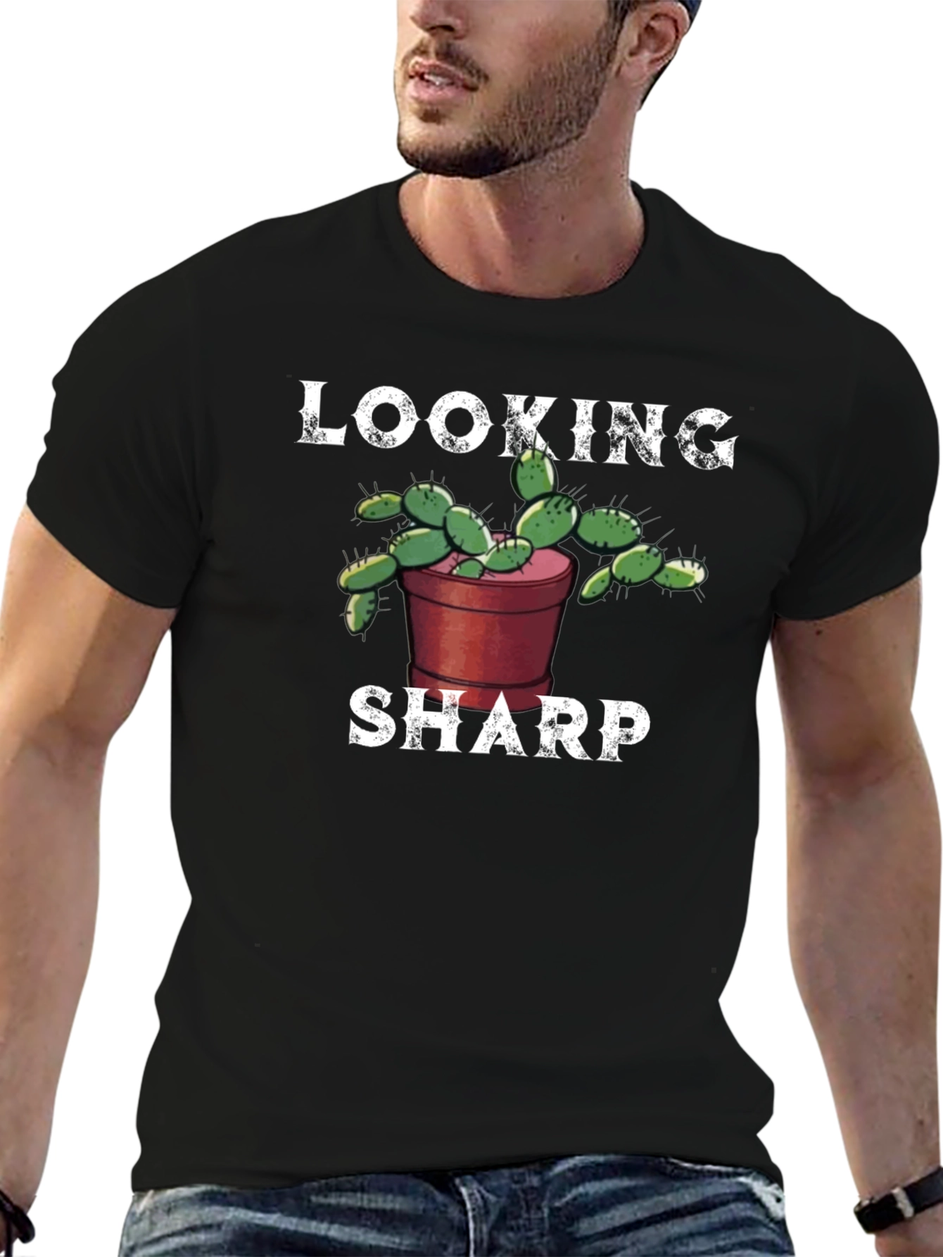 Black Looking Sharp Cactus T-Shirt view 6
