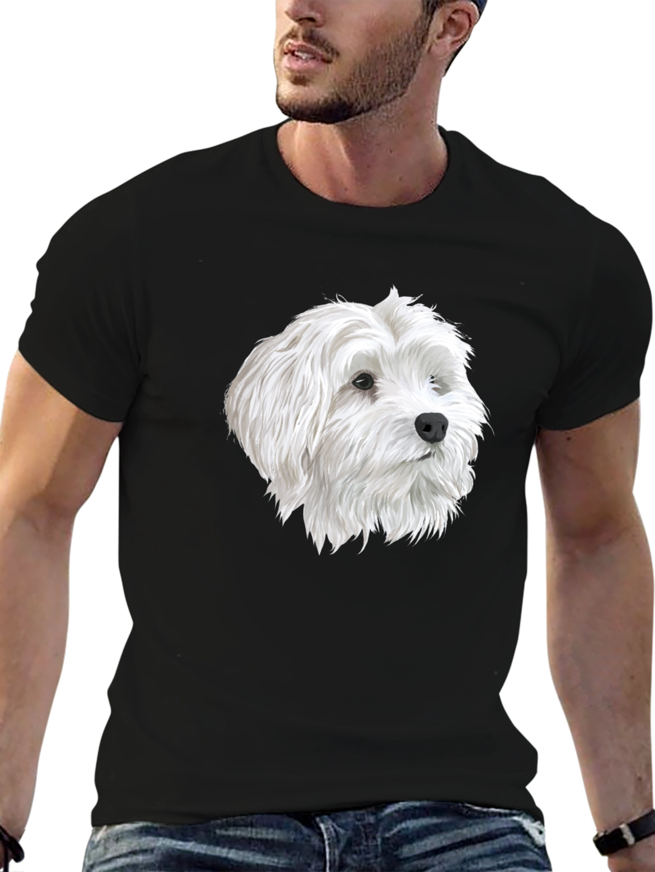 Black Dog Head Graphic Black T-Shirt view 6