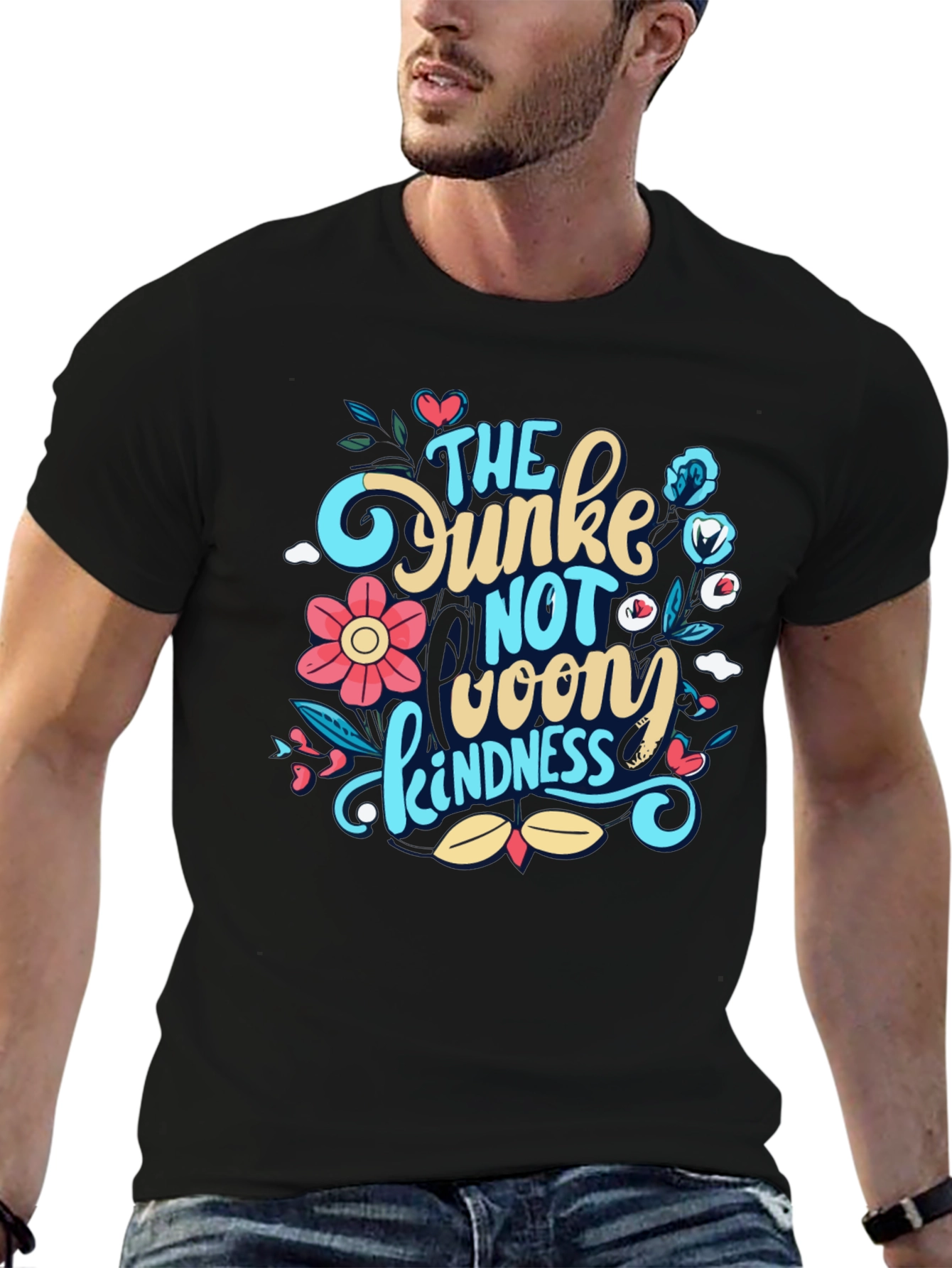 Black Dunkin Donuts Inspired Kindness T-Shirt view 6