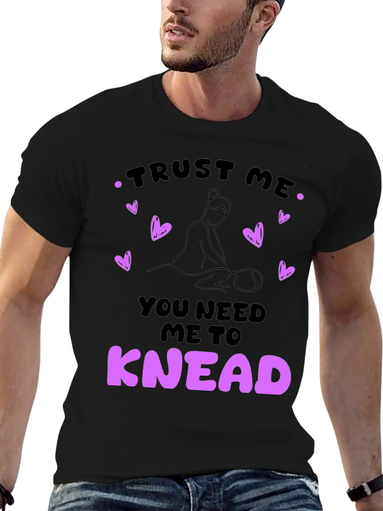 Black Trust Me I Knead Massage Therapist T-Shirt view 6
